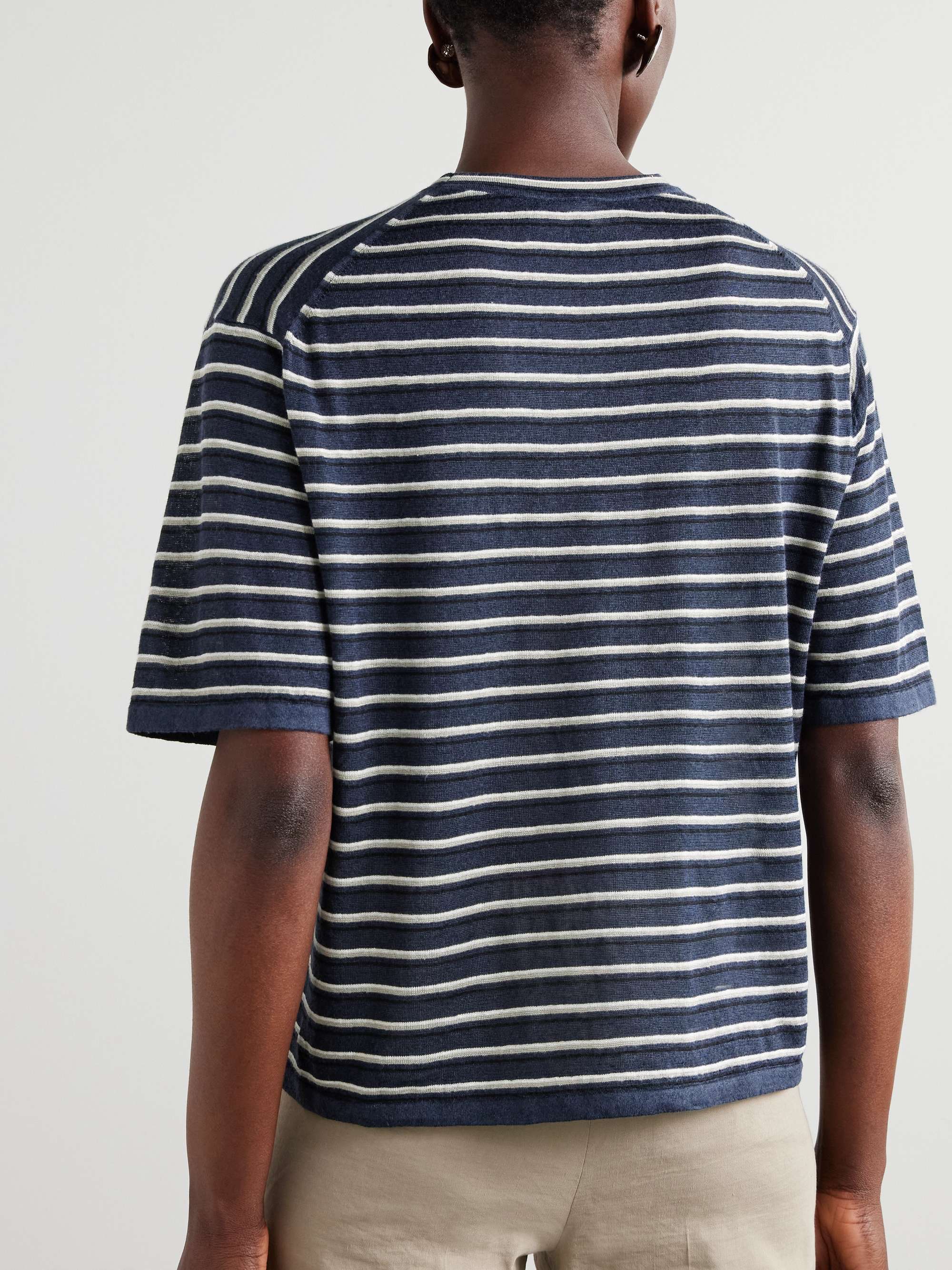 Striped linen-blend T-shirt view