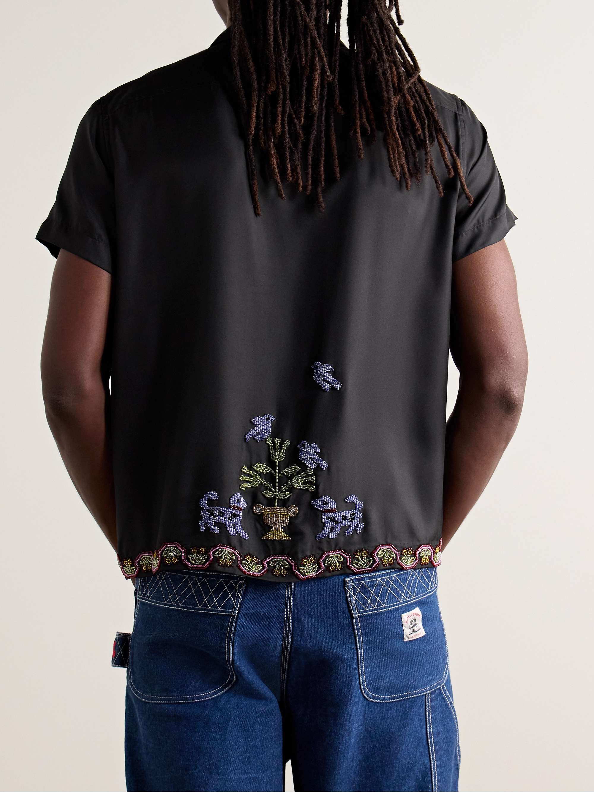 Garden Sampler Bead-Embellished Silk-Twill Shirt view
