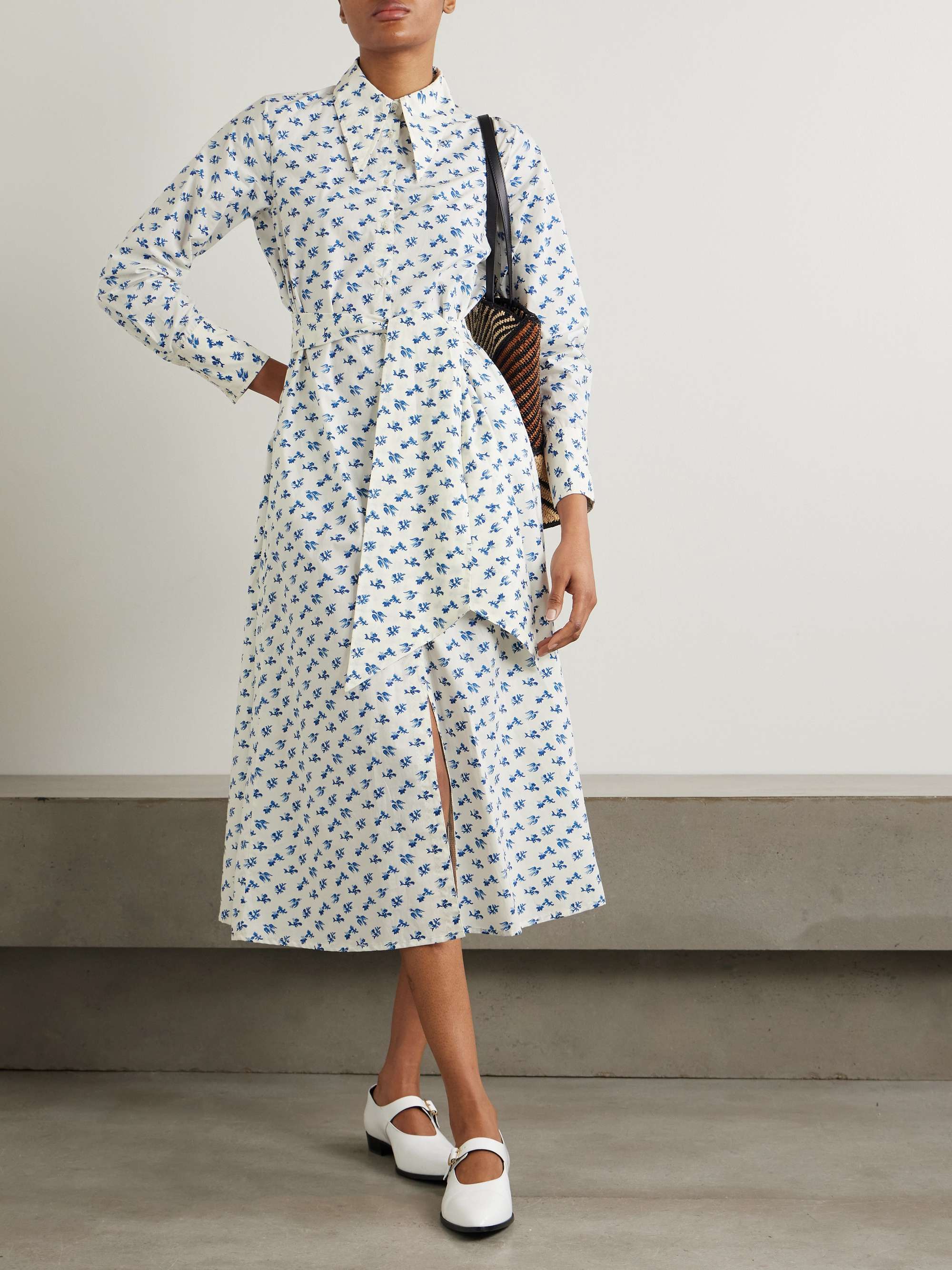 Alceste floral-print cotton-poplin midi shirt dress view