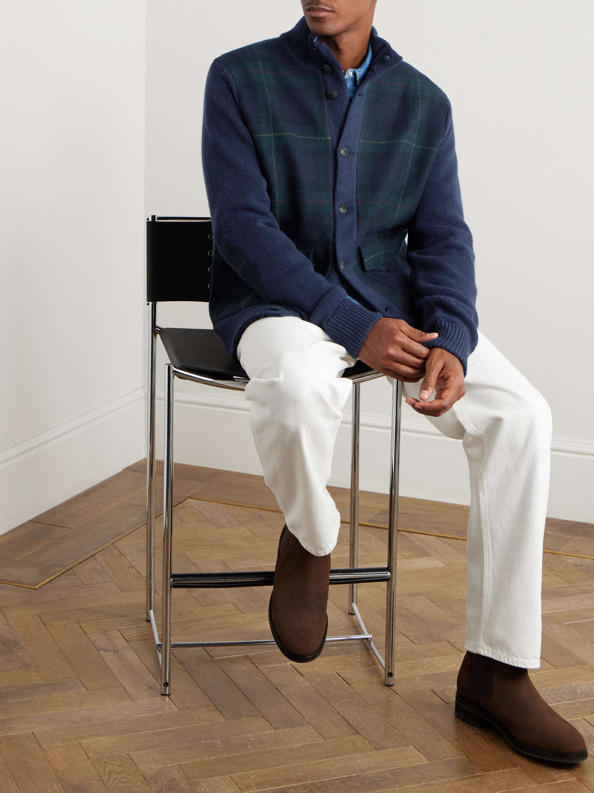 Wool and Checked Flannel Cardigan view