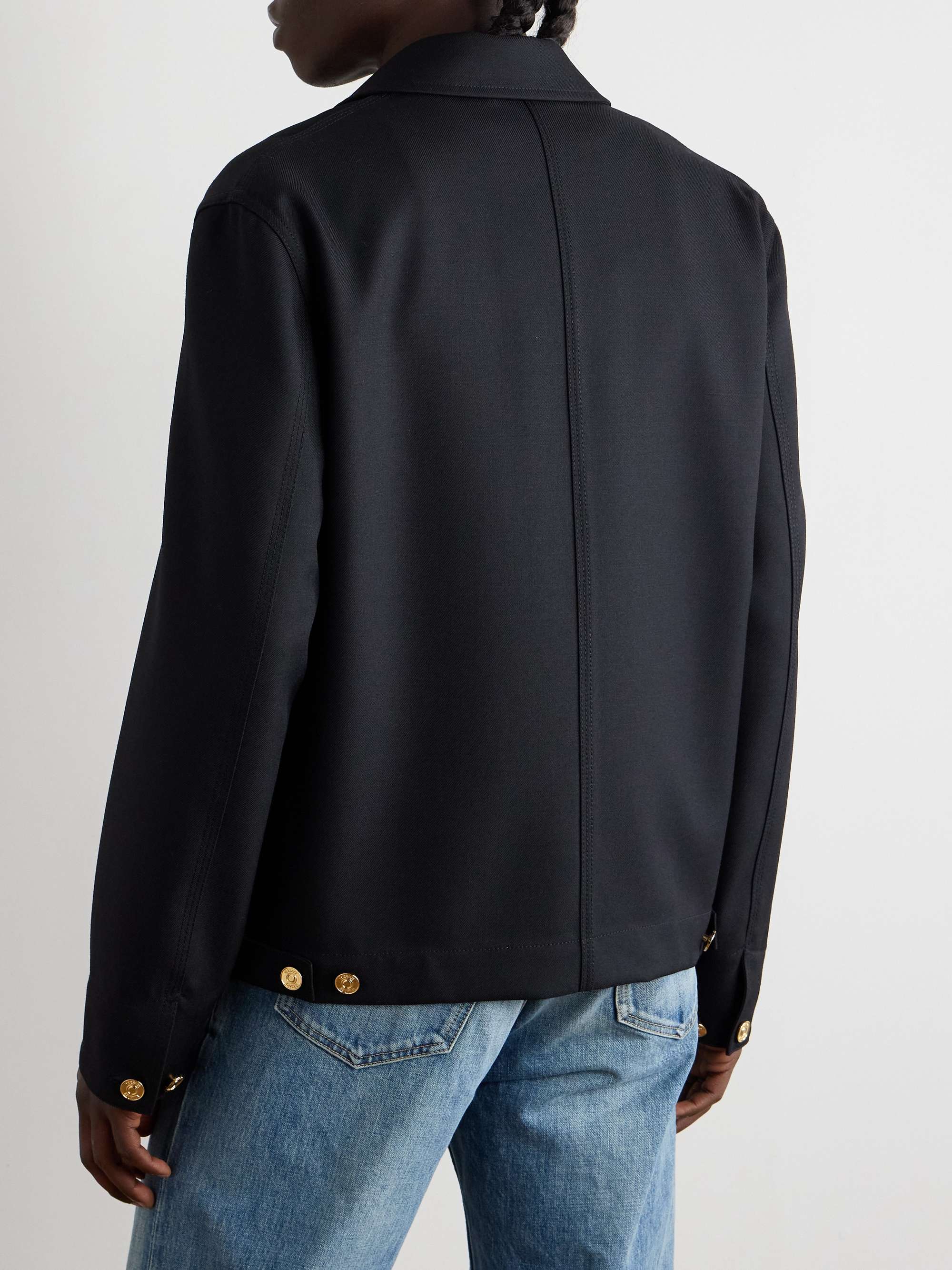 Logo-Appliquèd Wool Shirt Jacket view