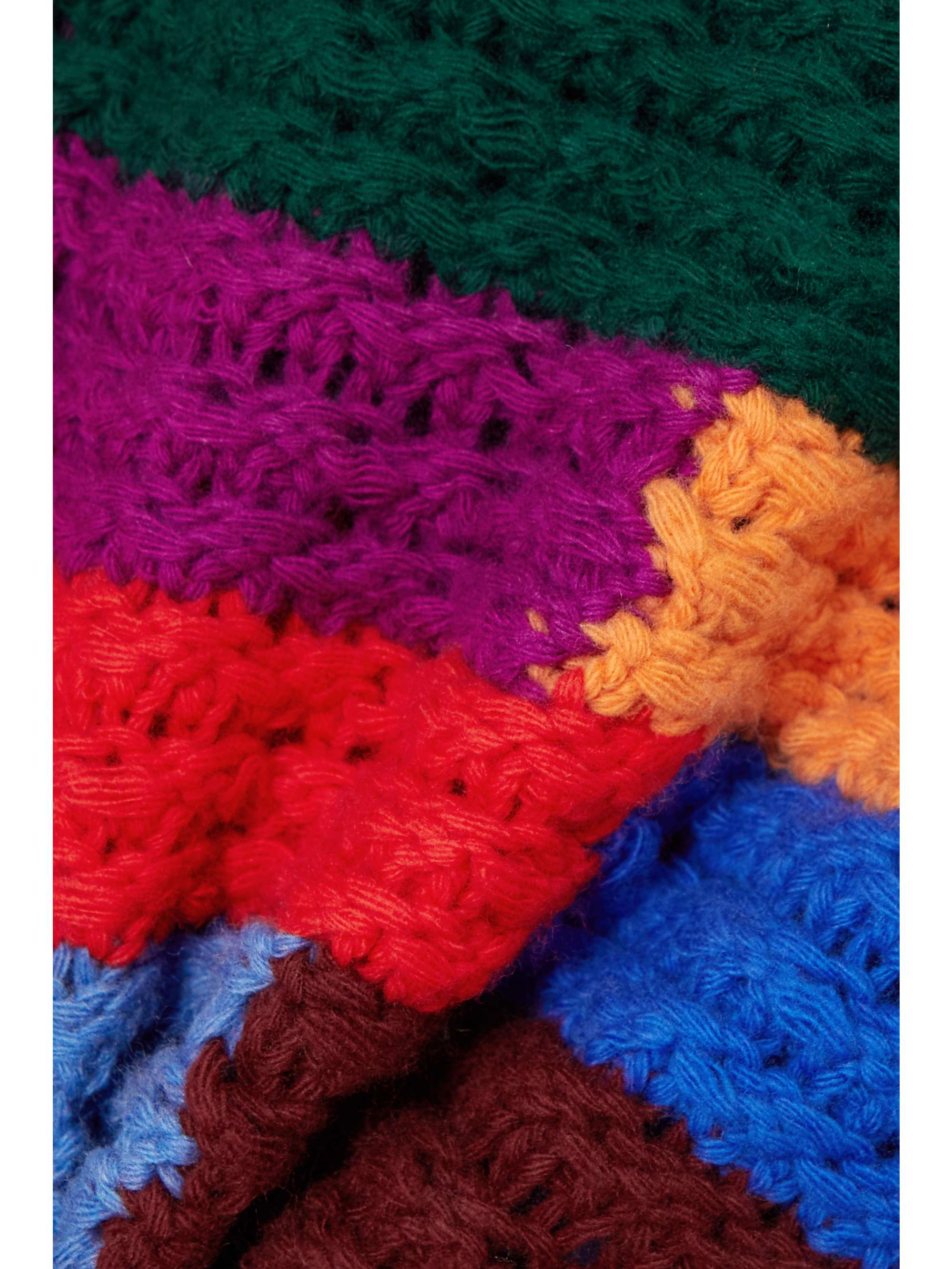 Fringed striped wool turtleneck poncho view