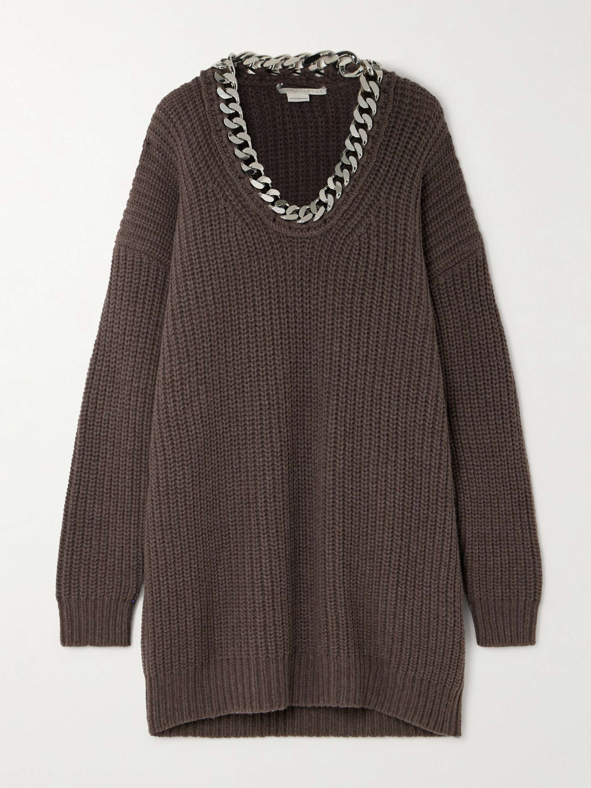 Falabella oversized chain-embellished wool sweater view