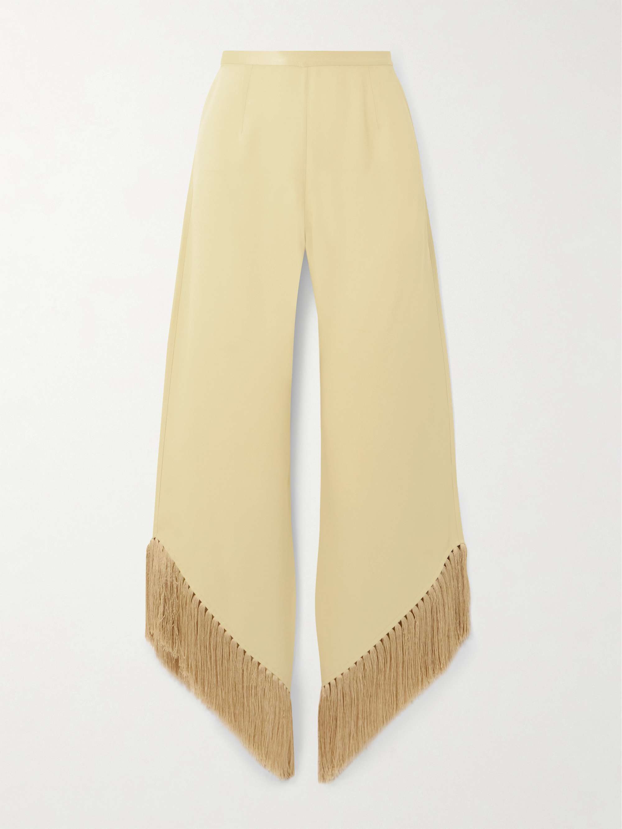 Oaxaca fringed asymmetric crepe wide-leg pants view