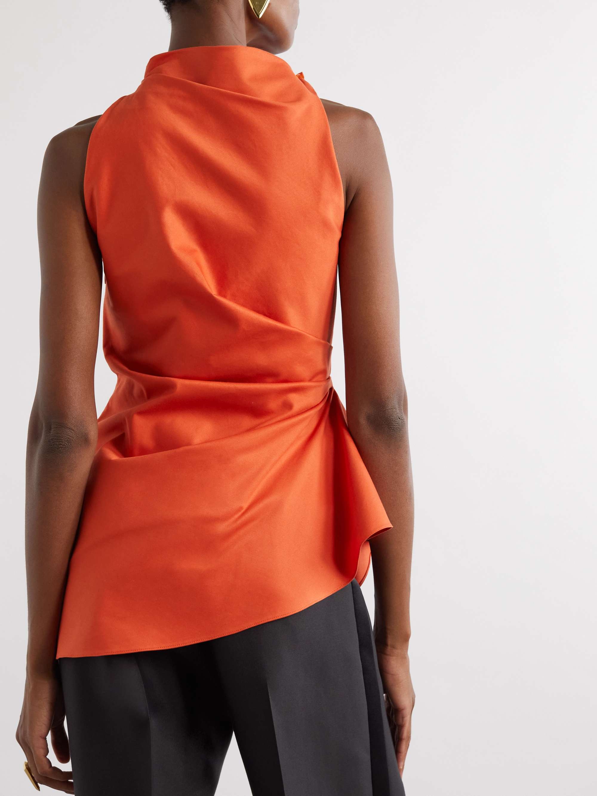 Asymmetric gathered cotton-blend blouse view