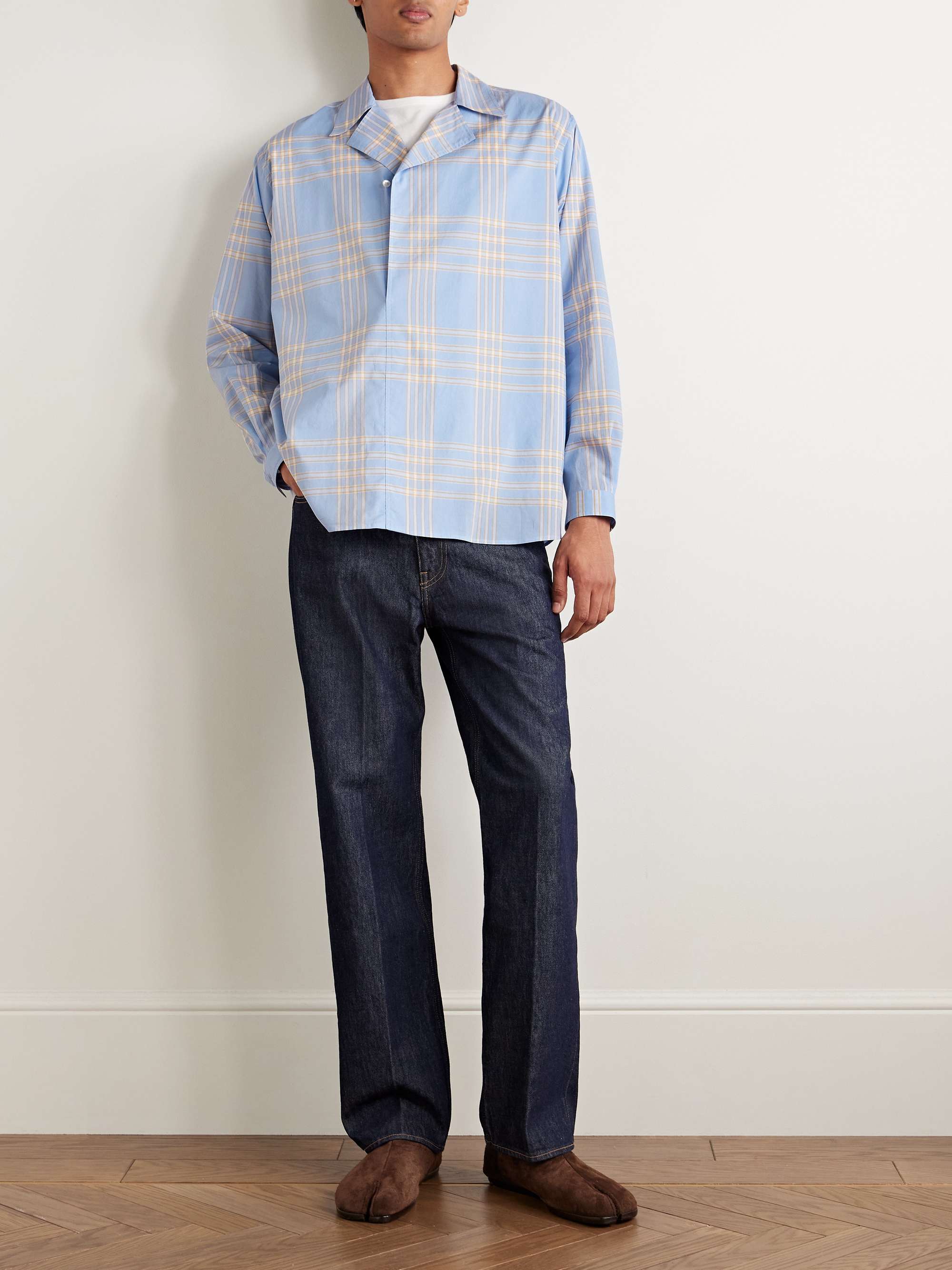 Camp-Collar Checked Cotton Shirt view