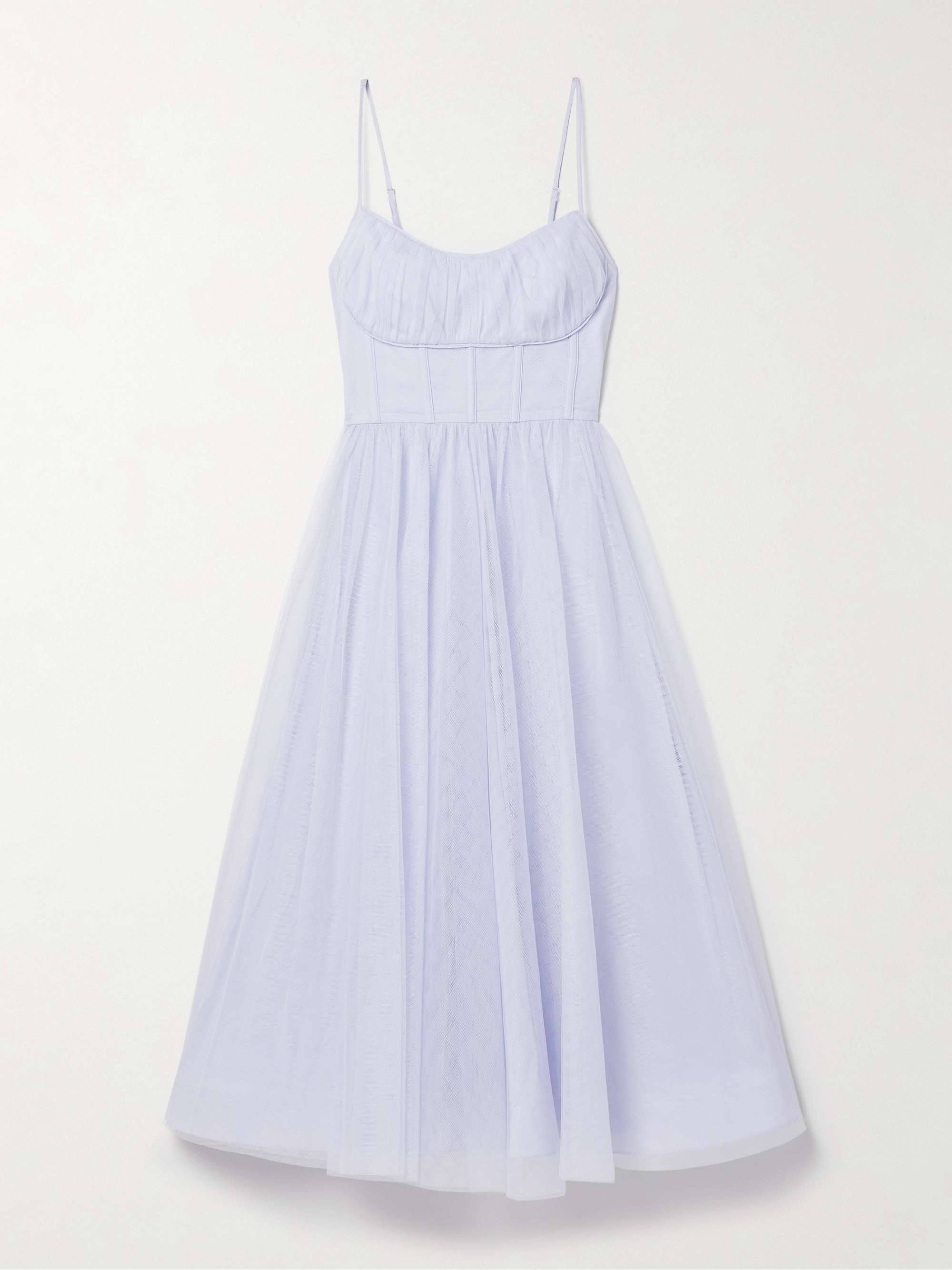 Pleated tulle midi dress view