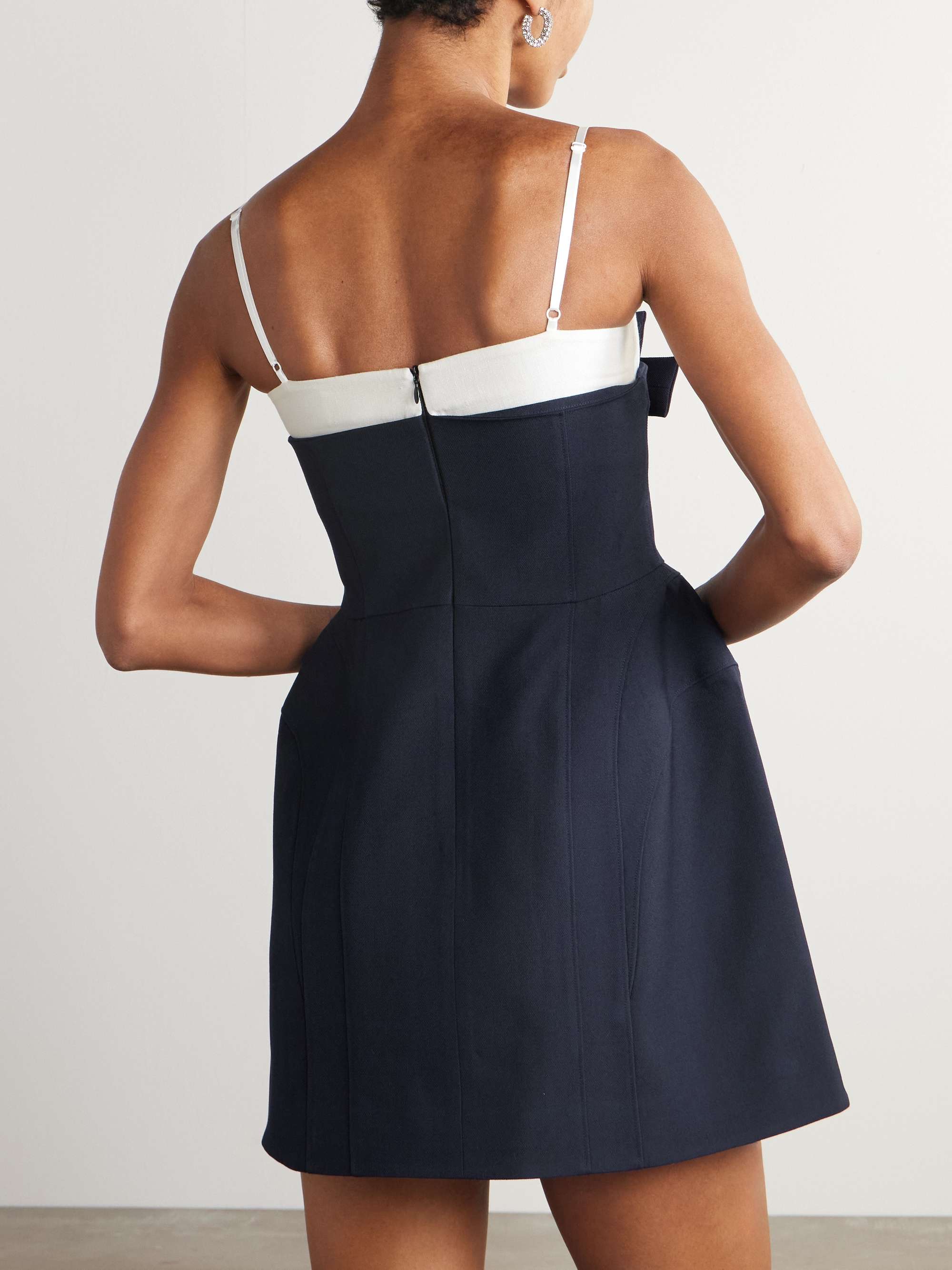Bow-embellished paneled wool and silk-blend twill mini dress view
