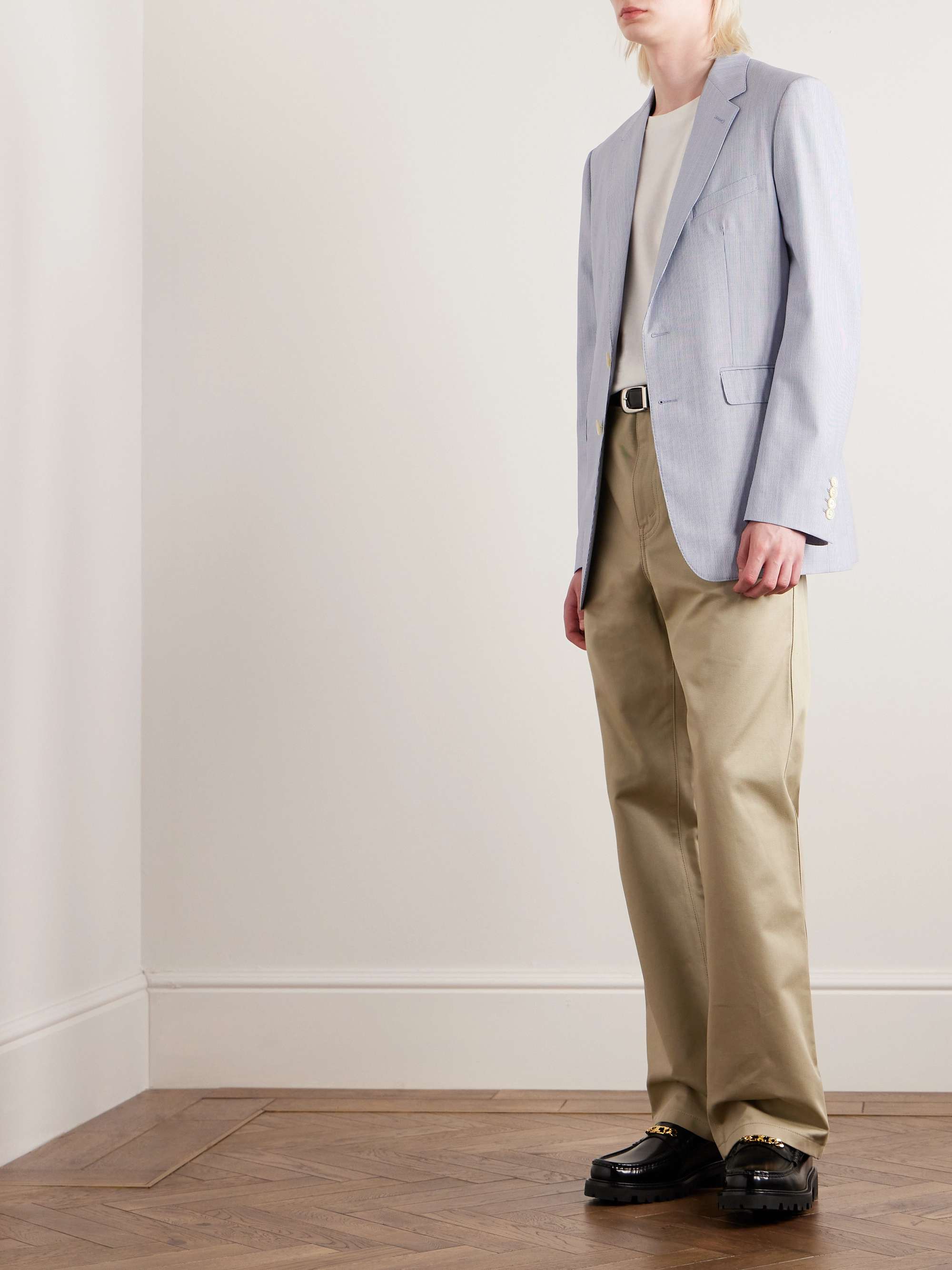 Striped Wool and Silk-Blend Blazer view