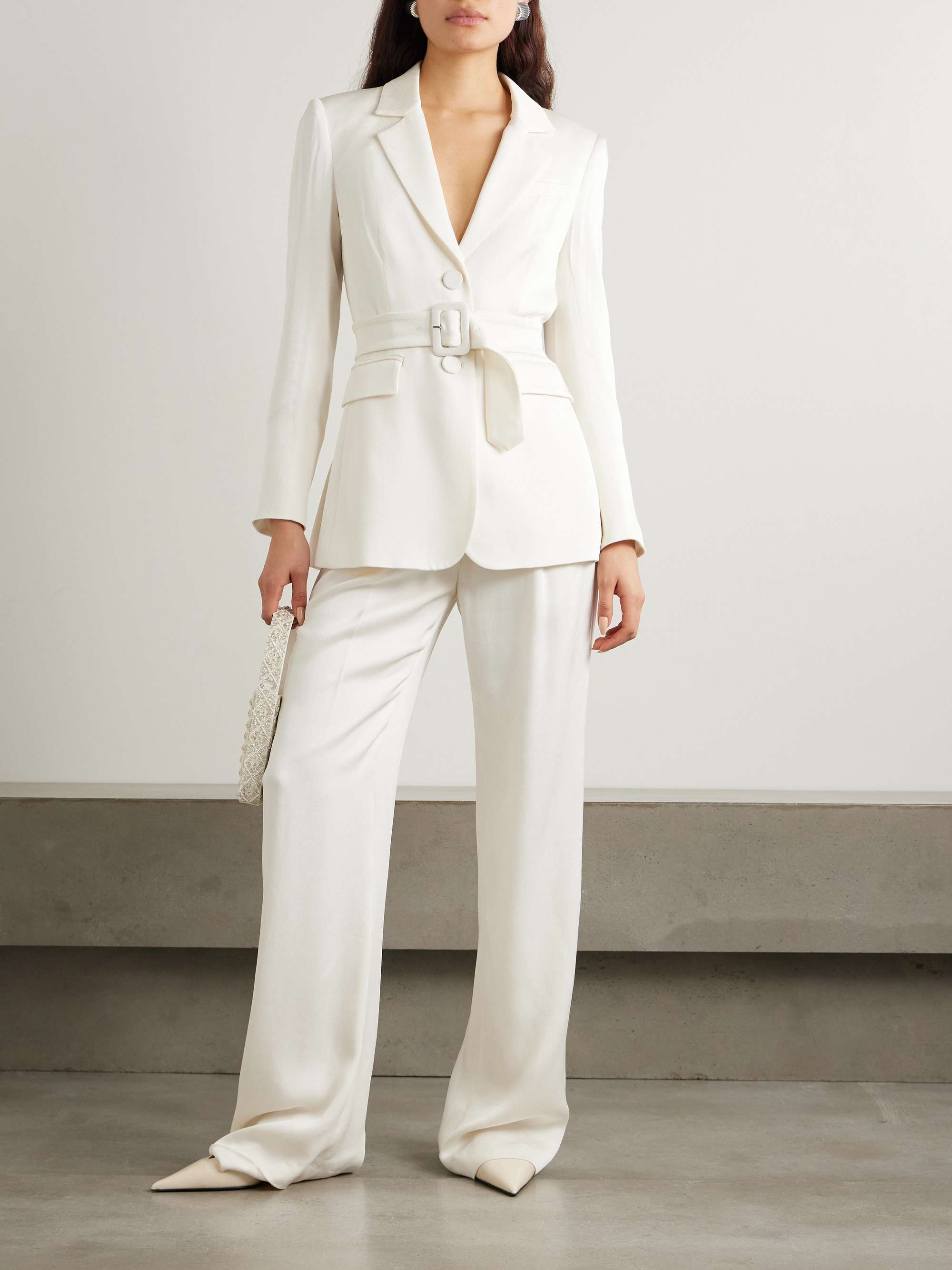 Robinne pleated crepe wide-leg pants view