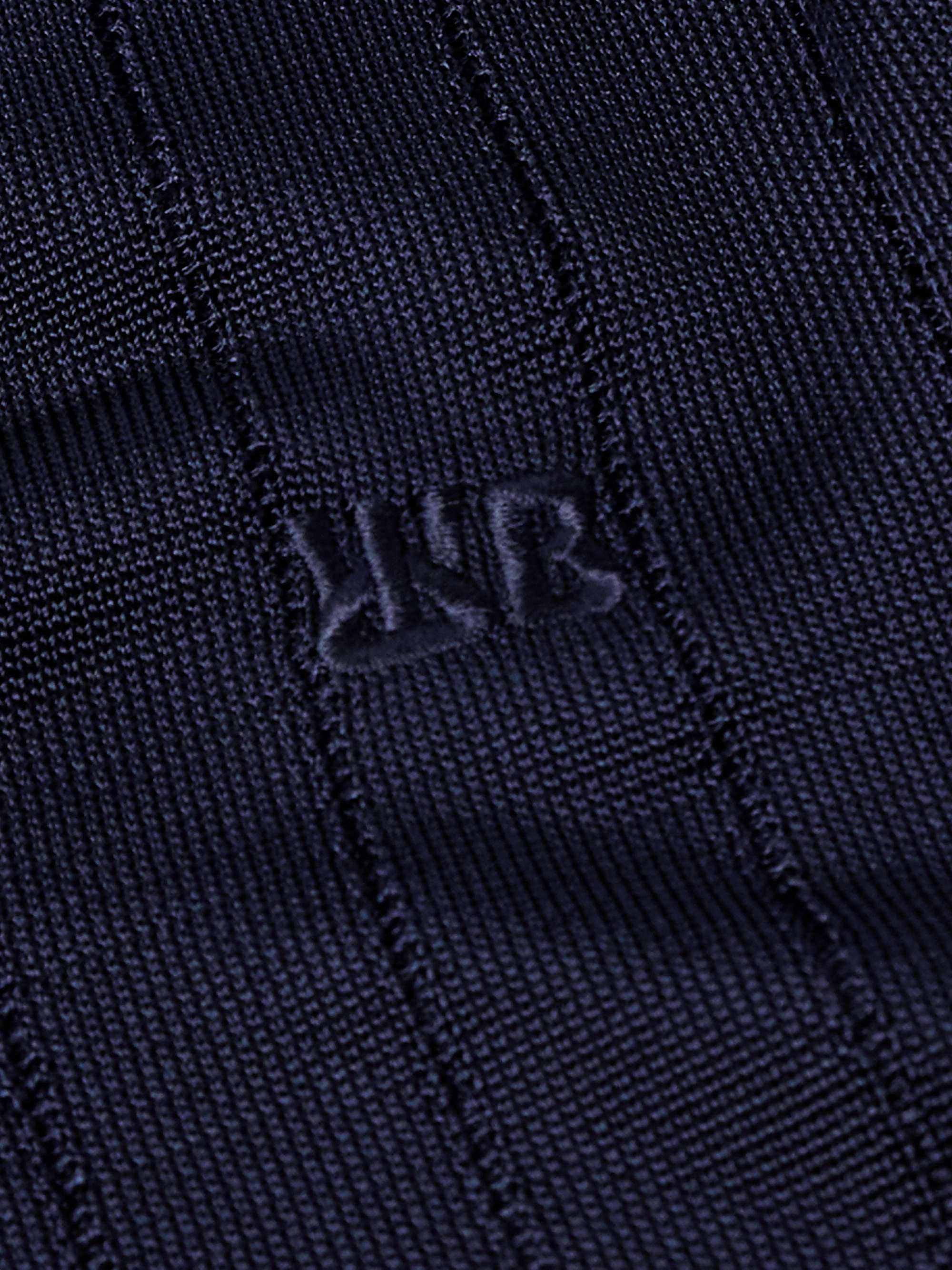 Logo-Embroidered Striped Ribbed-Knit Polo Shirt view