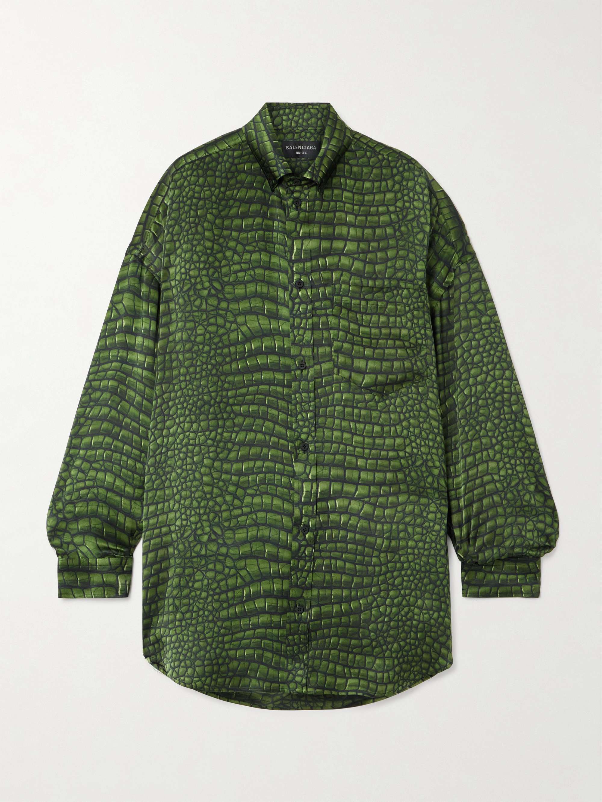 Cocoon oversized printed silk-satin shirt view