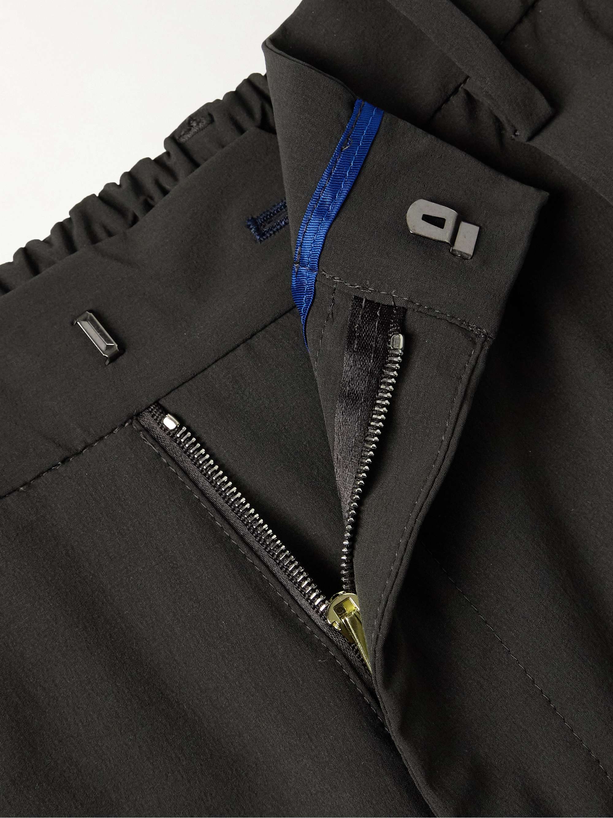 Slim-Fit Straight-Leg Pleated Stretch Recycled-Nylon Trousers view