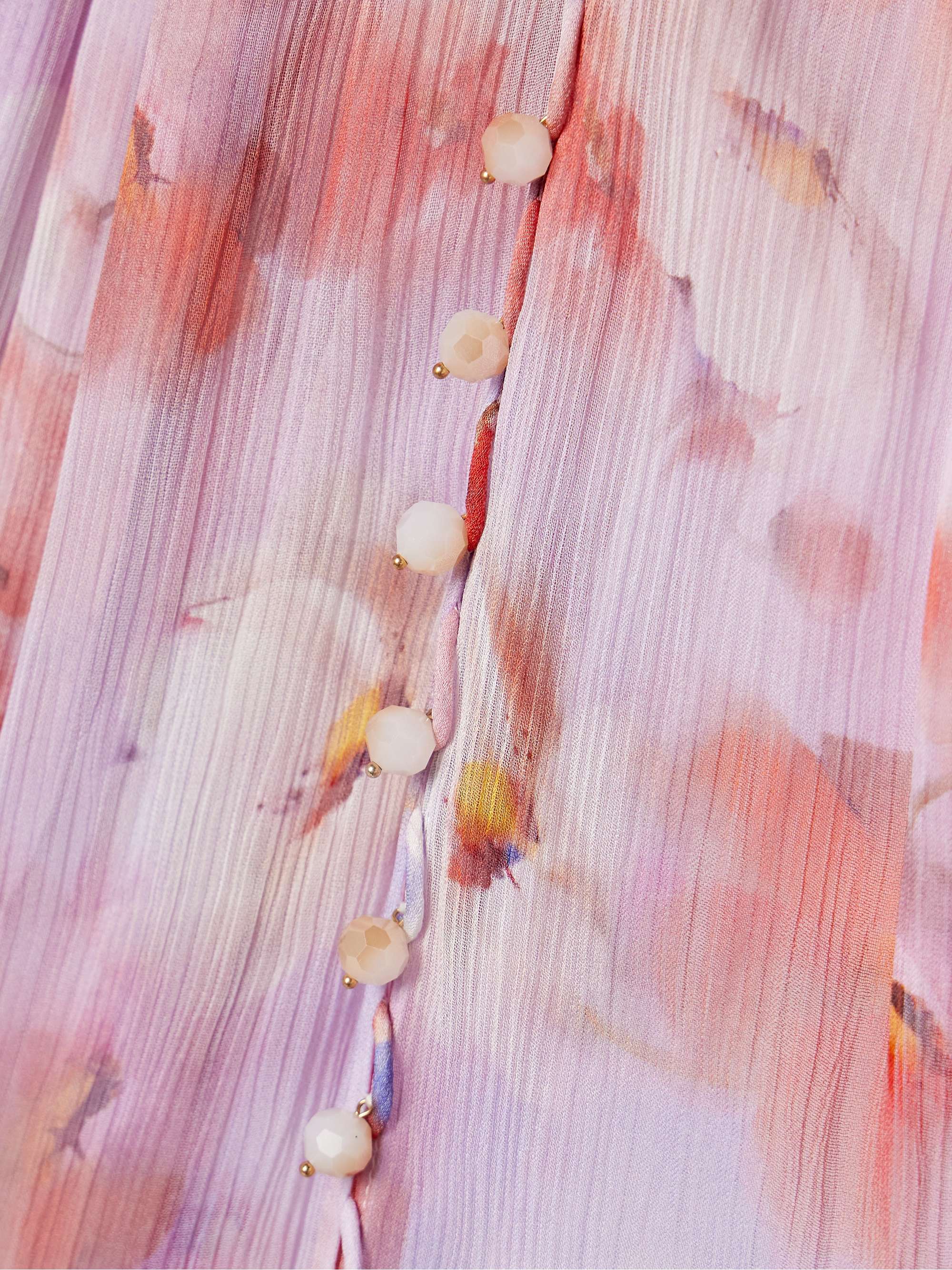 Crush pleated floral-print crepon blouse view