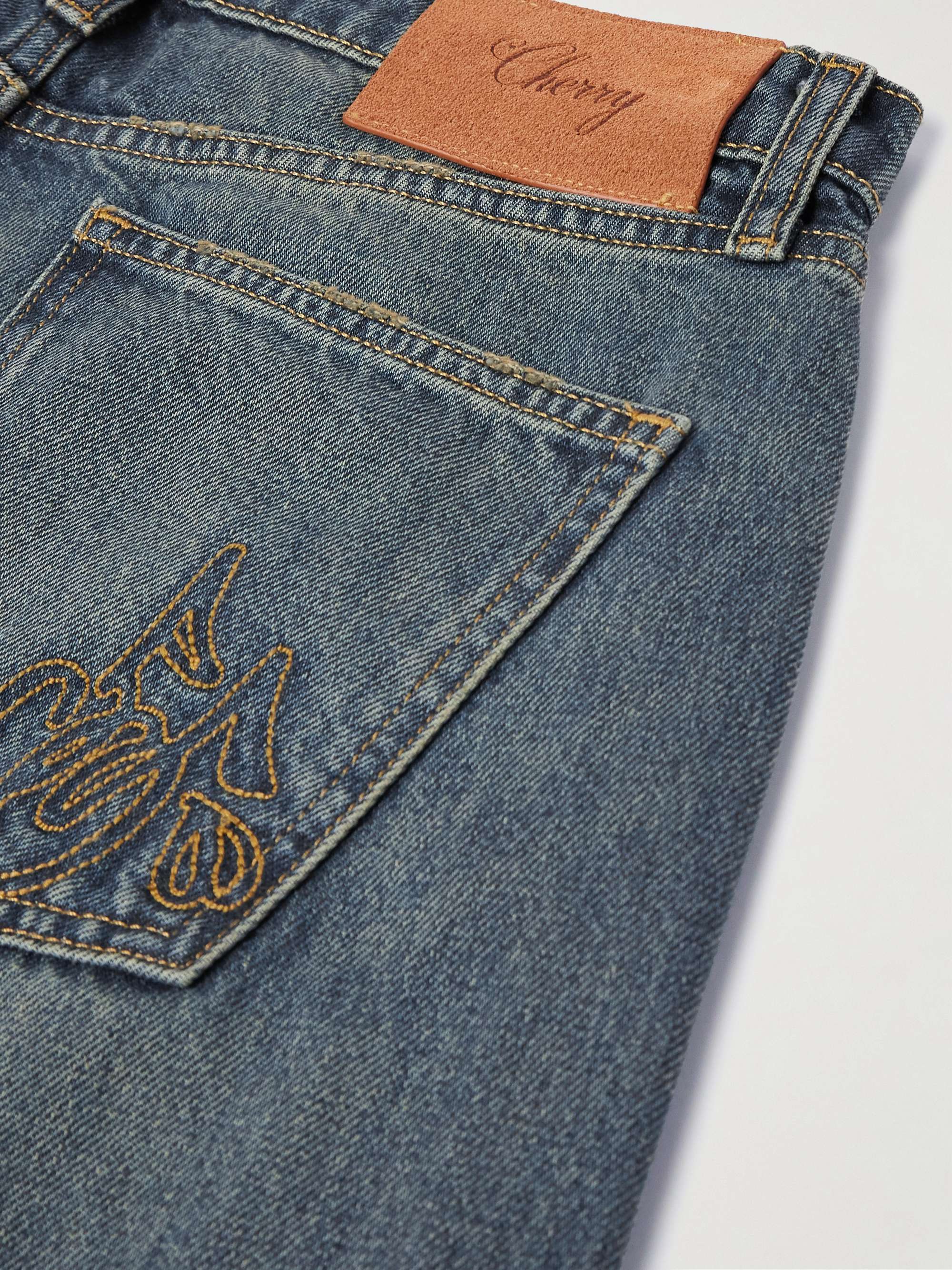 Wide-Leg Distressed Jeans view