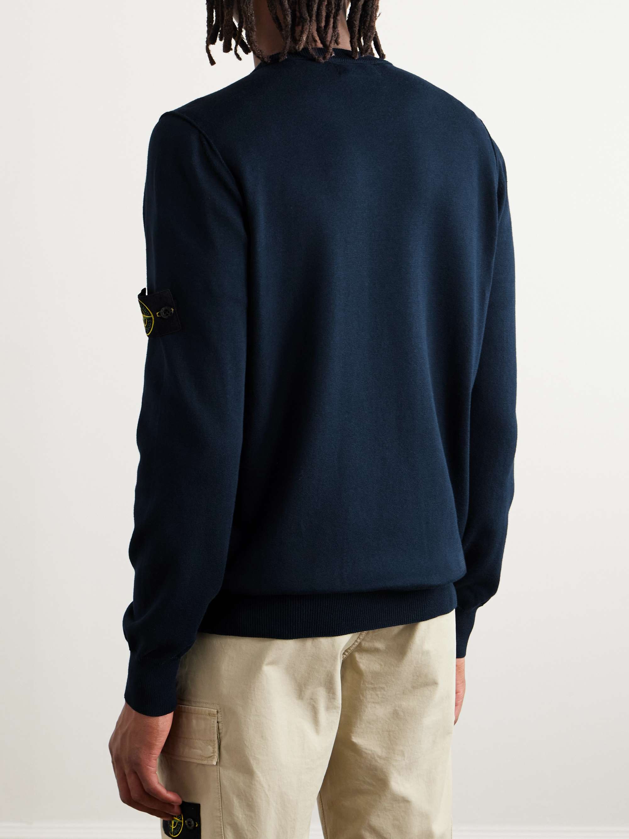 Logo-Appliquéd Knitted Cotton Sweater view