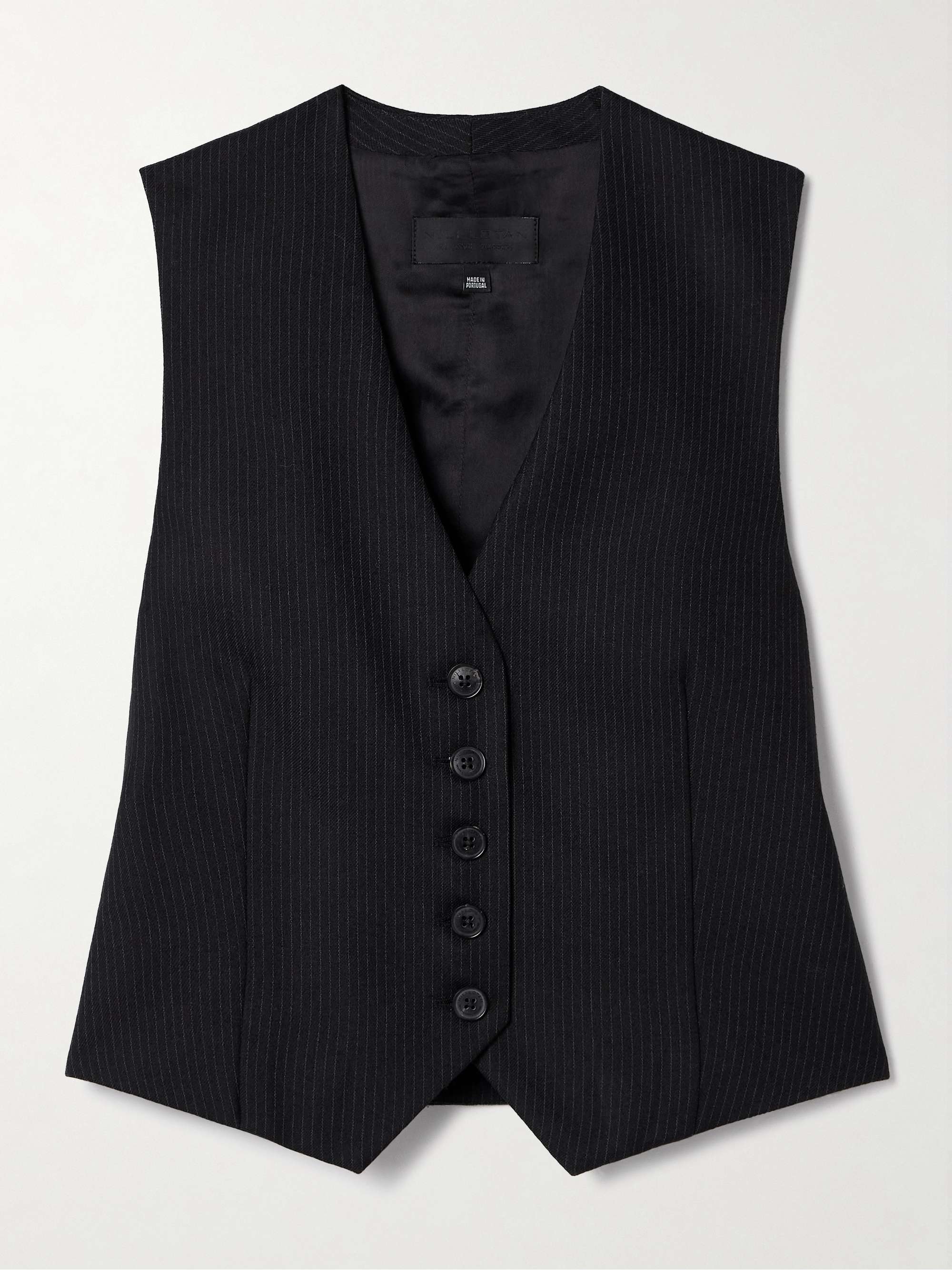 Angelina pinstriped wool-twill vest view