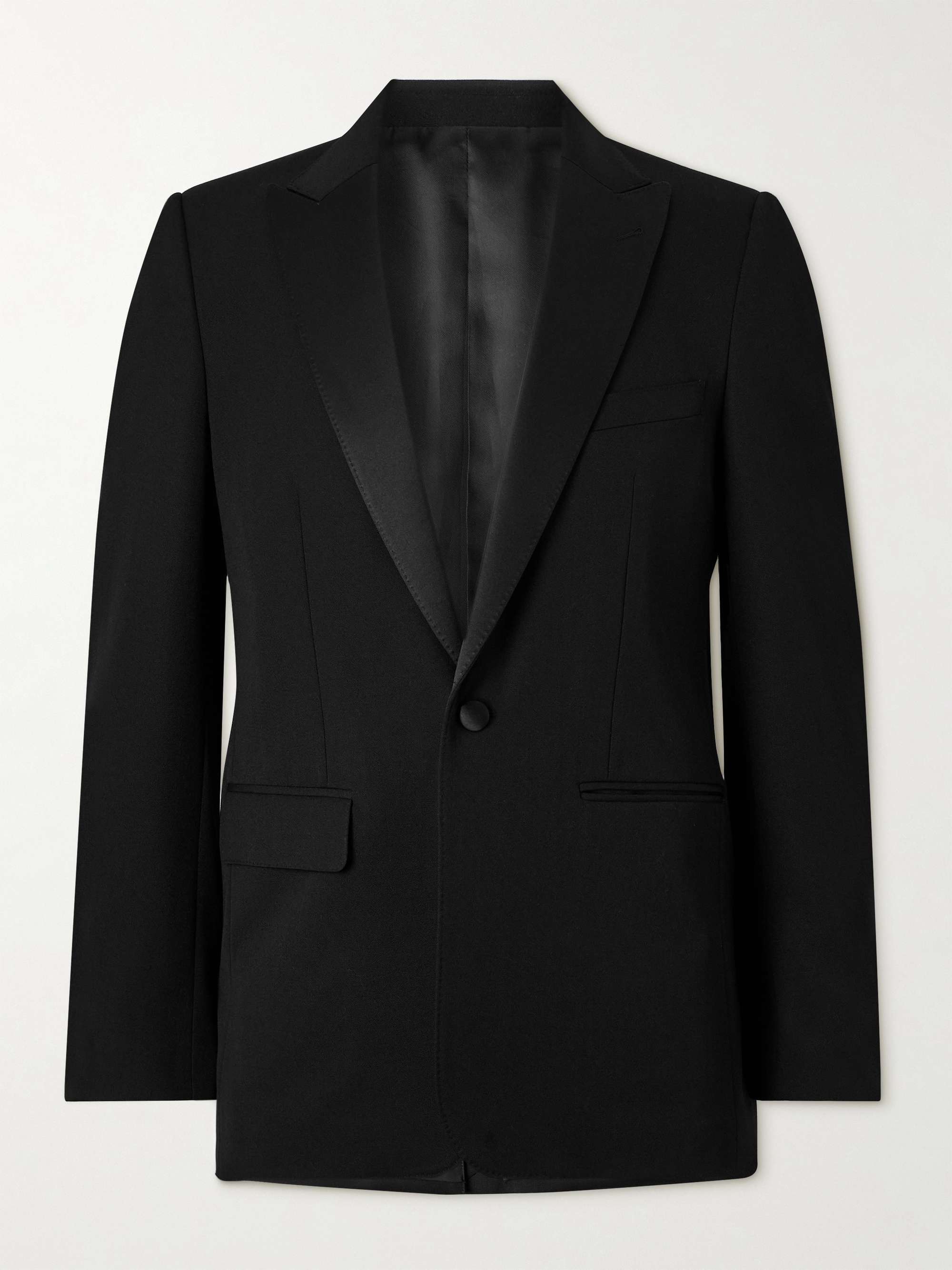 Satin-Trimmed Wool-Gabardine Tuxedo Jacket view