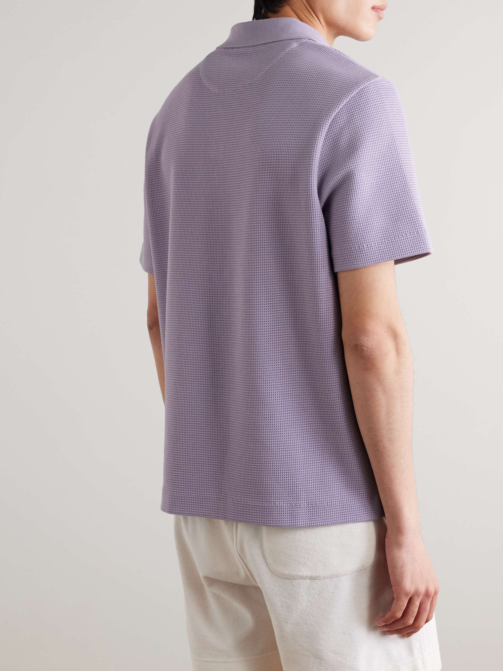 Jonny Waffle-Knit Organic Cotton Polo Shirt view