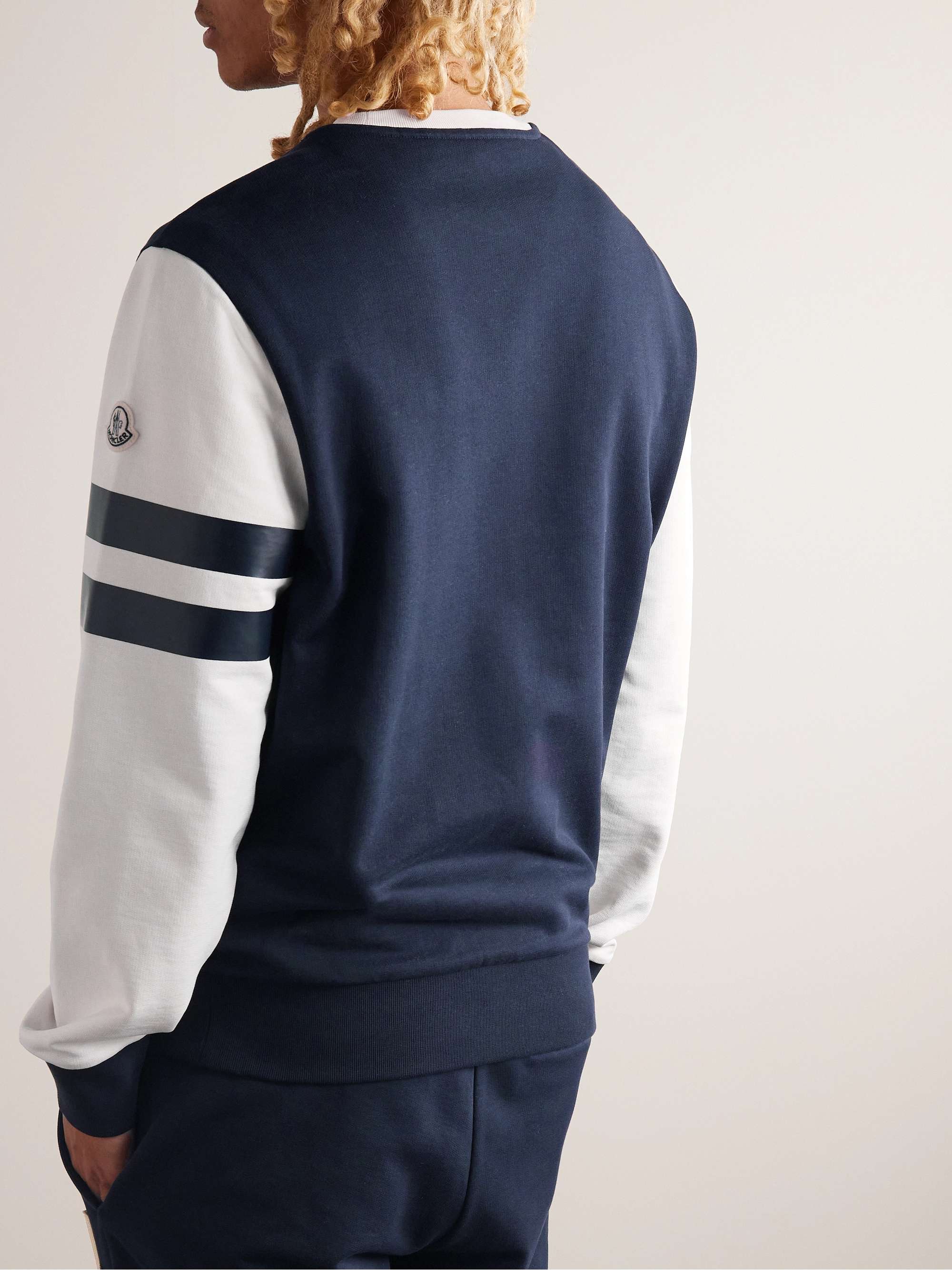 Logo-Embroidered Two-Tone Cotton-Jersey Sweatshirt view