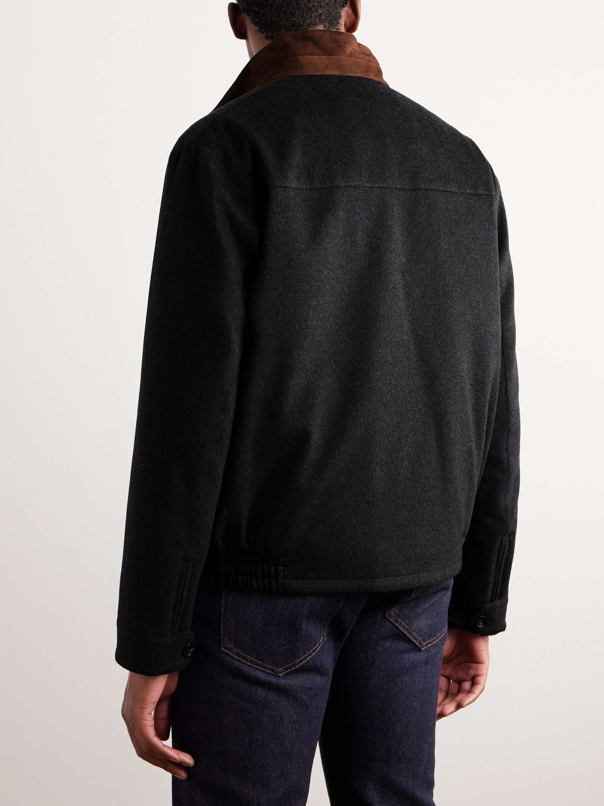 Roadster Suede-Trimmed Brushed-Knit Jacket with Detachable Gilet view