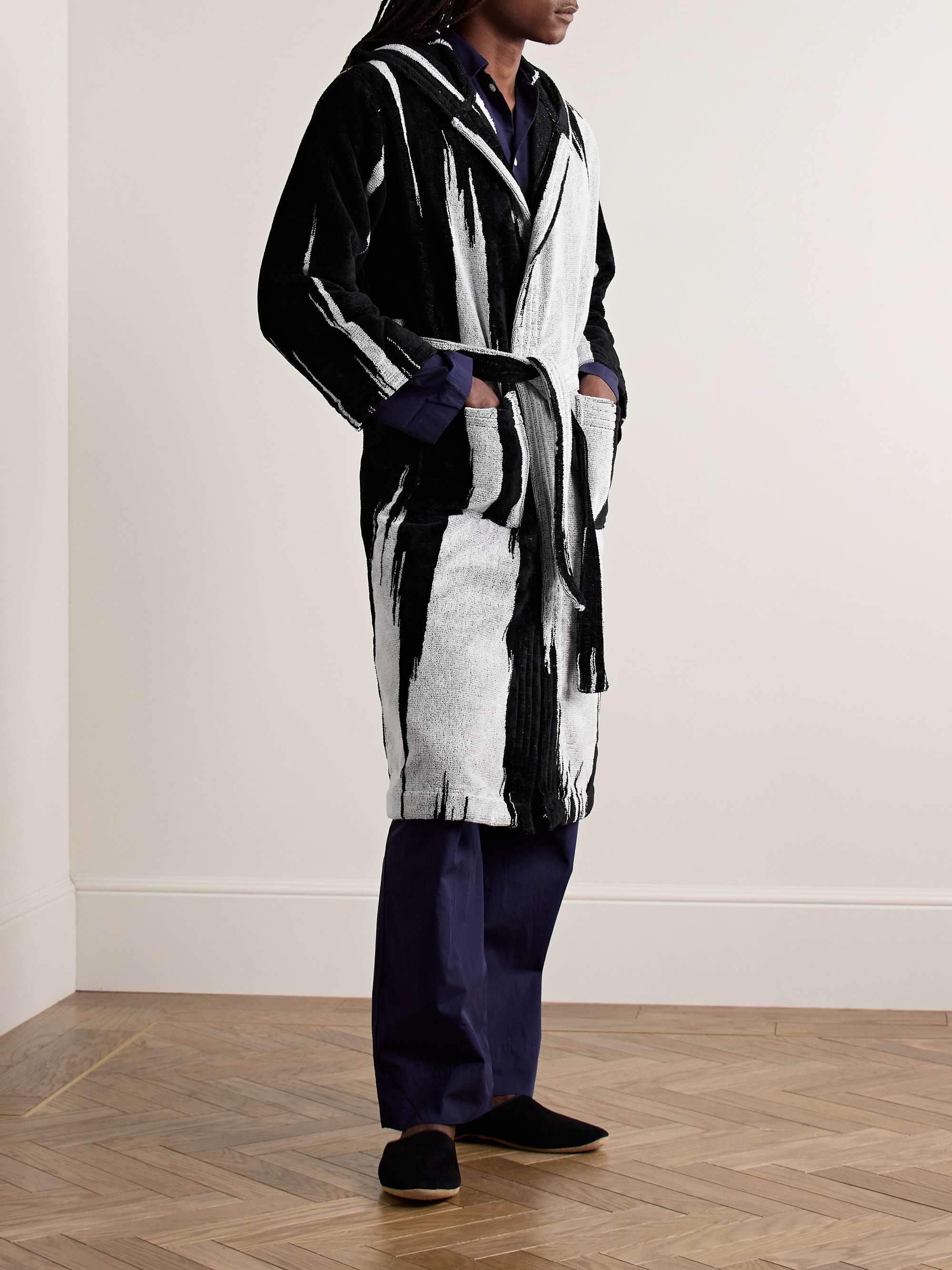 Skunk Belted Cotton-Terry Hooded Robe view