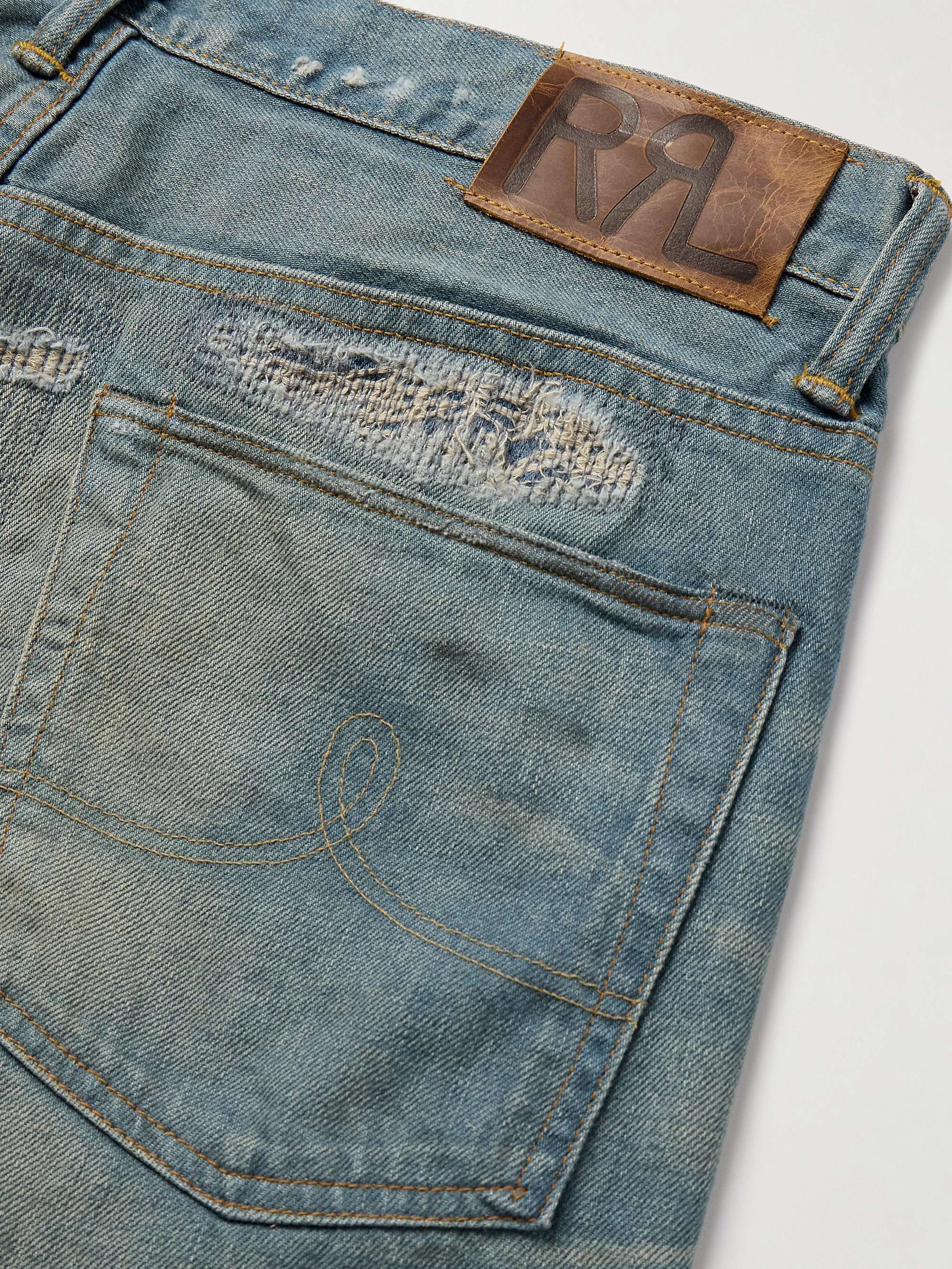 Straight-Leg Indigo-Dyed Distressed Selvedge Jeans view