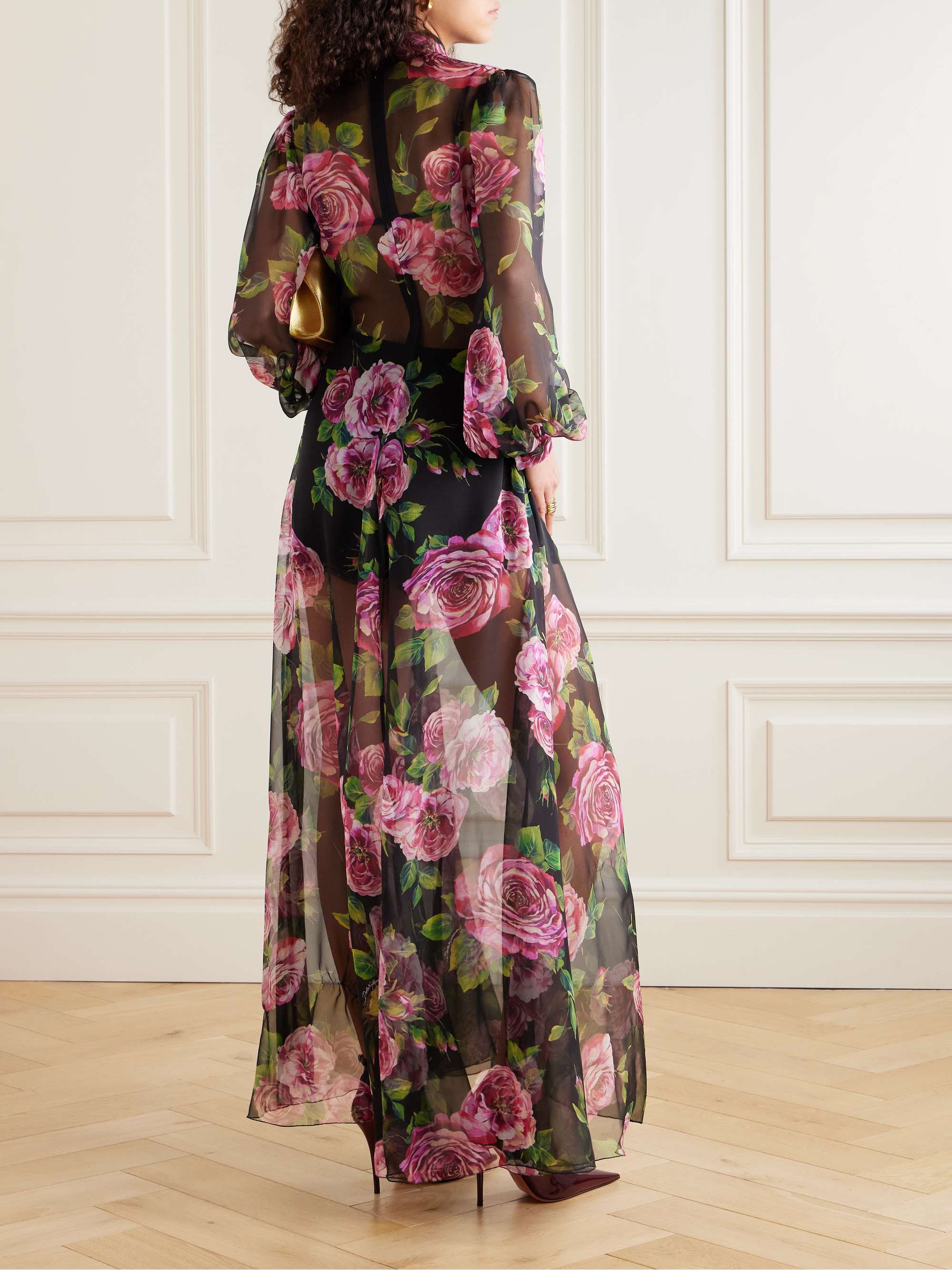 Pussybow wrap-effect floral-print silk-chiffon maxi dress view