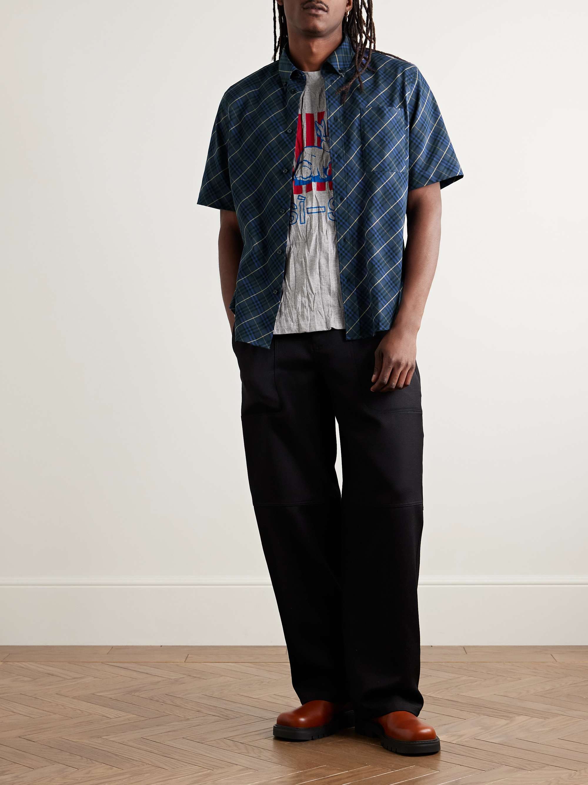 Button-Down Collar Checked Cotton Oxford Shirt view
