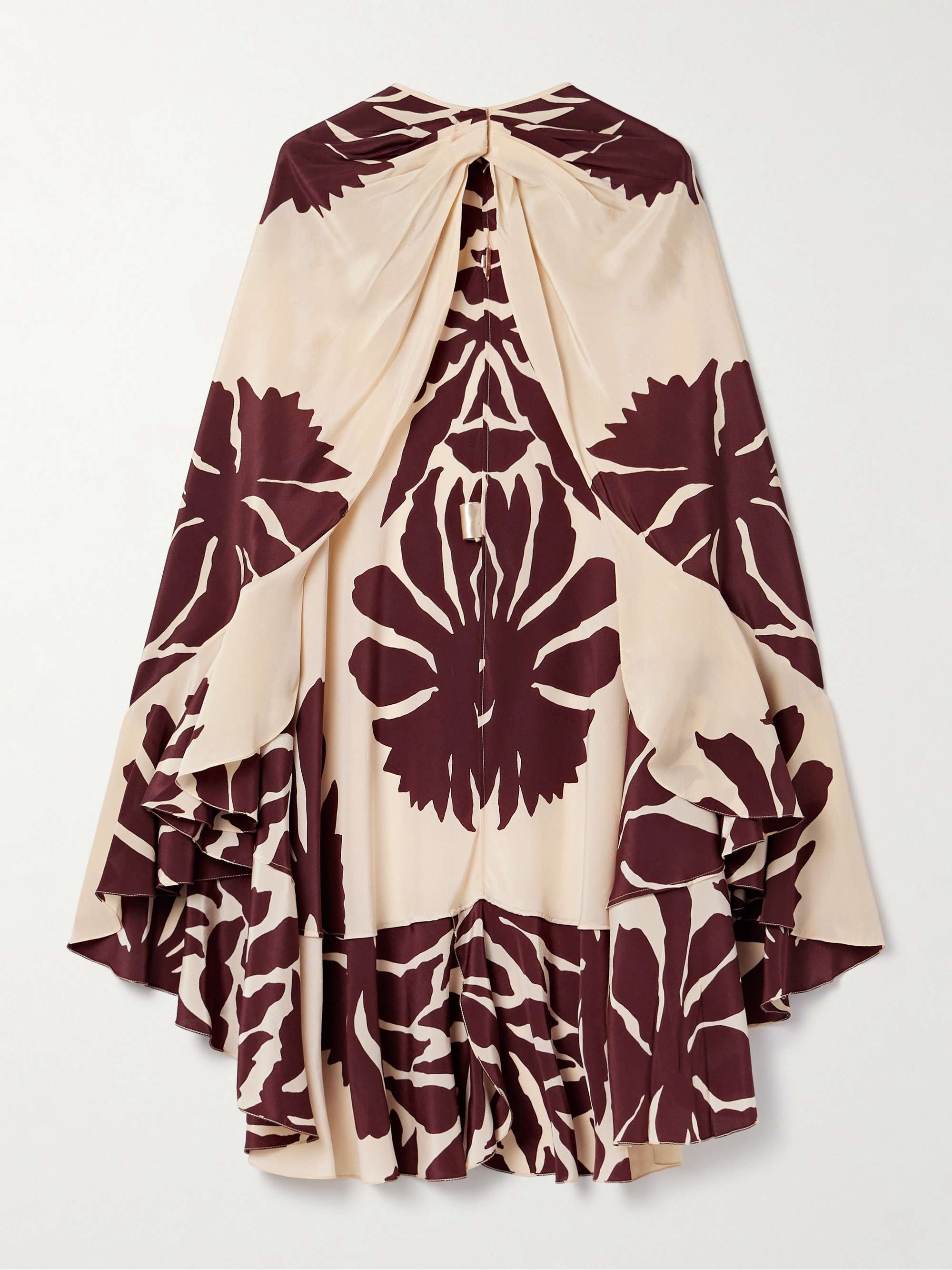 Aromatic Garden ruffled printed silk crepe de chine cape view