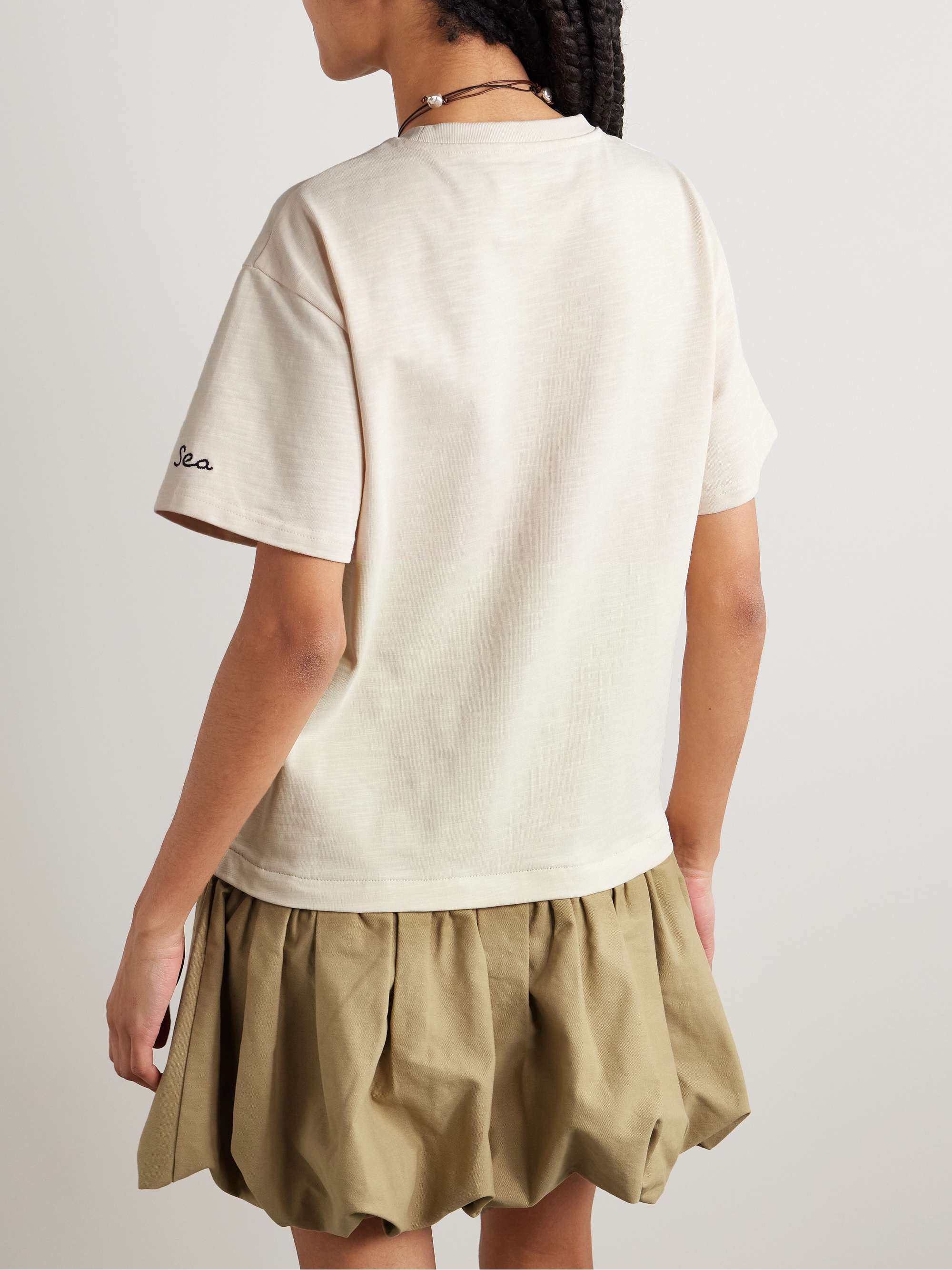 Carolina cotton-jersey and gathered cotton-canvas mini dress view