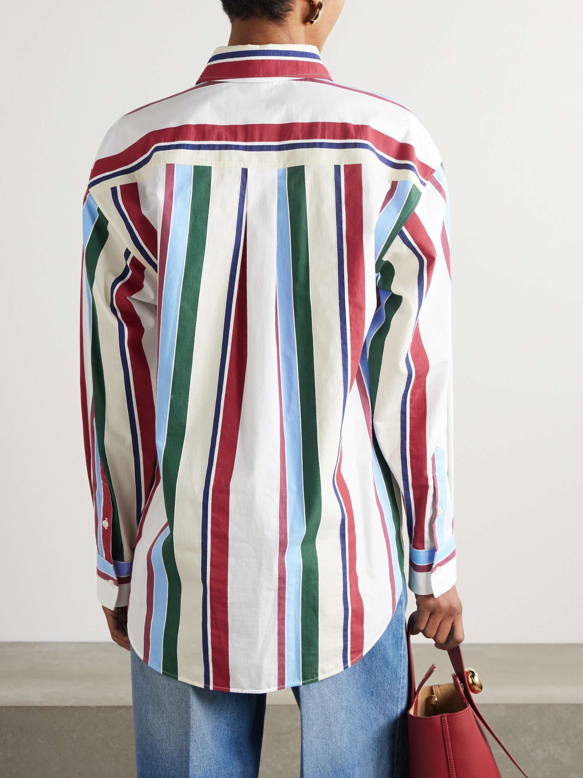 Better Than Your Boyfriend striped cotton-blend poplin shirt view