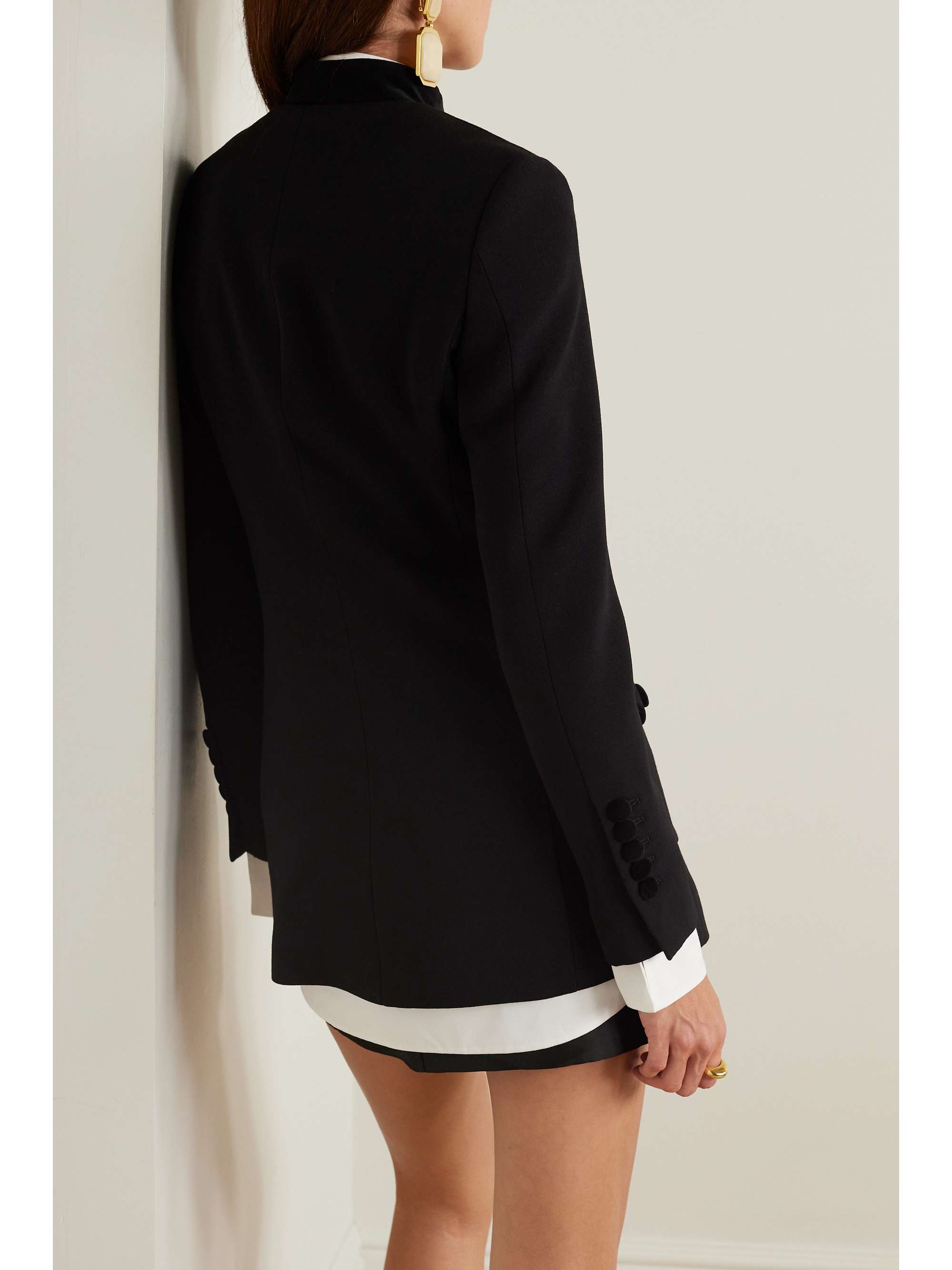 + NET SUSTAIN Raja velvet-trimmed wool jacket view