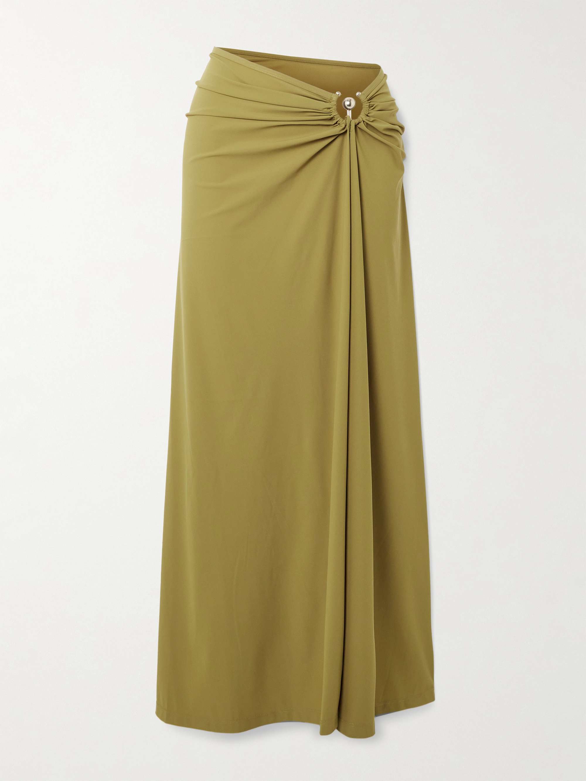 Orbit embellished ruched stretch-jersey maxi skirt view