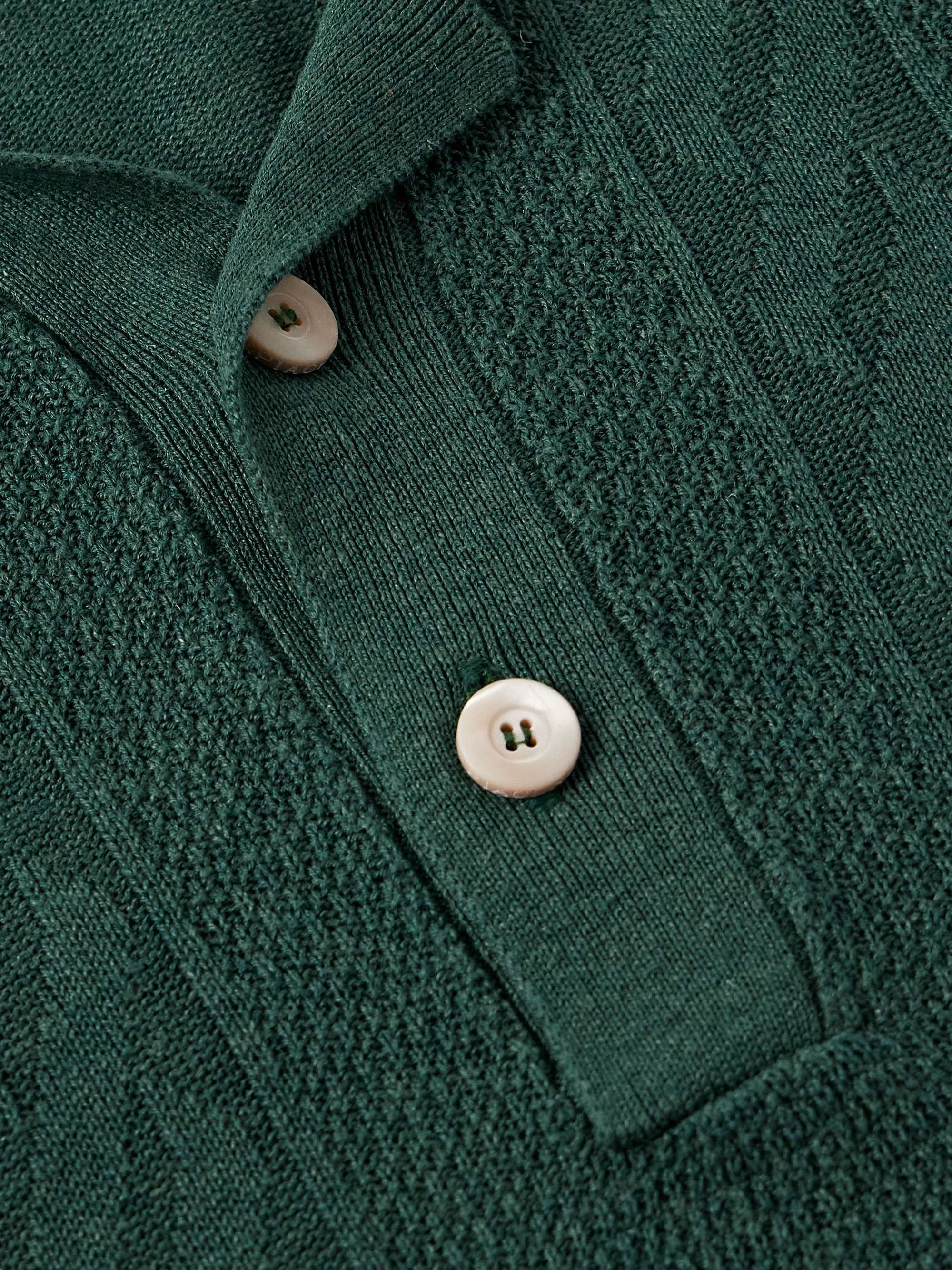 Cable-Knit Silk and Linen-Blend Polo Shirt view