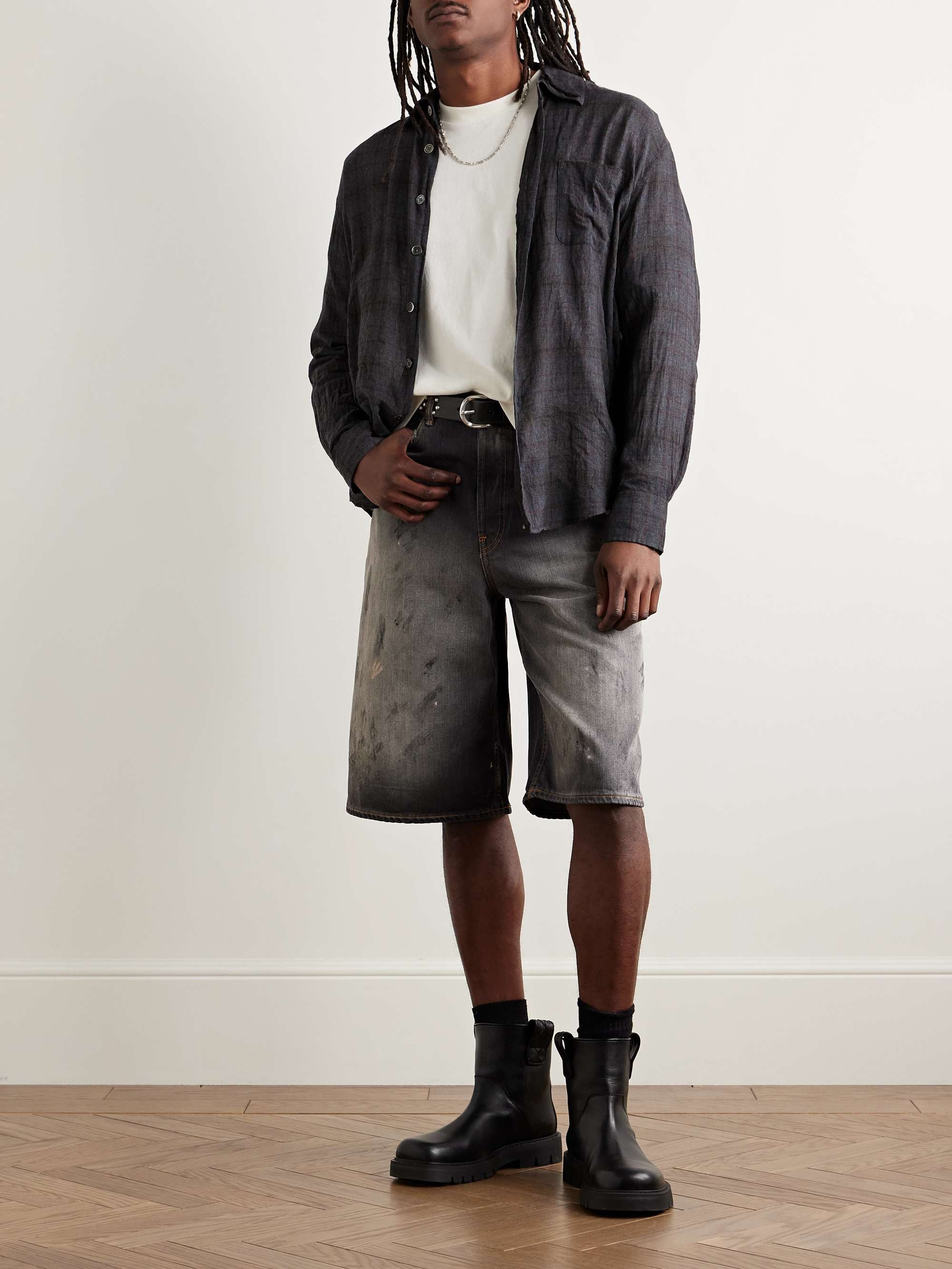 Above Checked Cotton-Blend Voile Shirt view