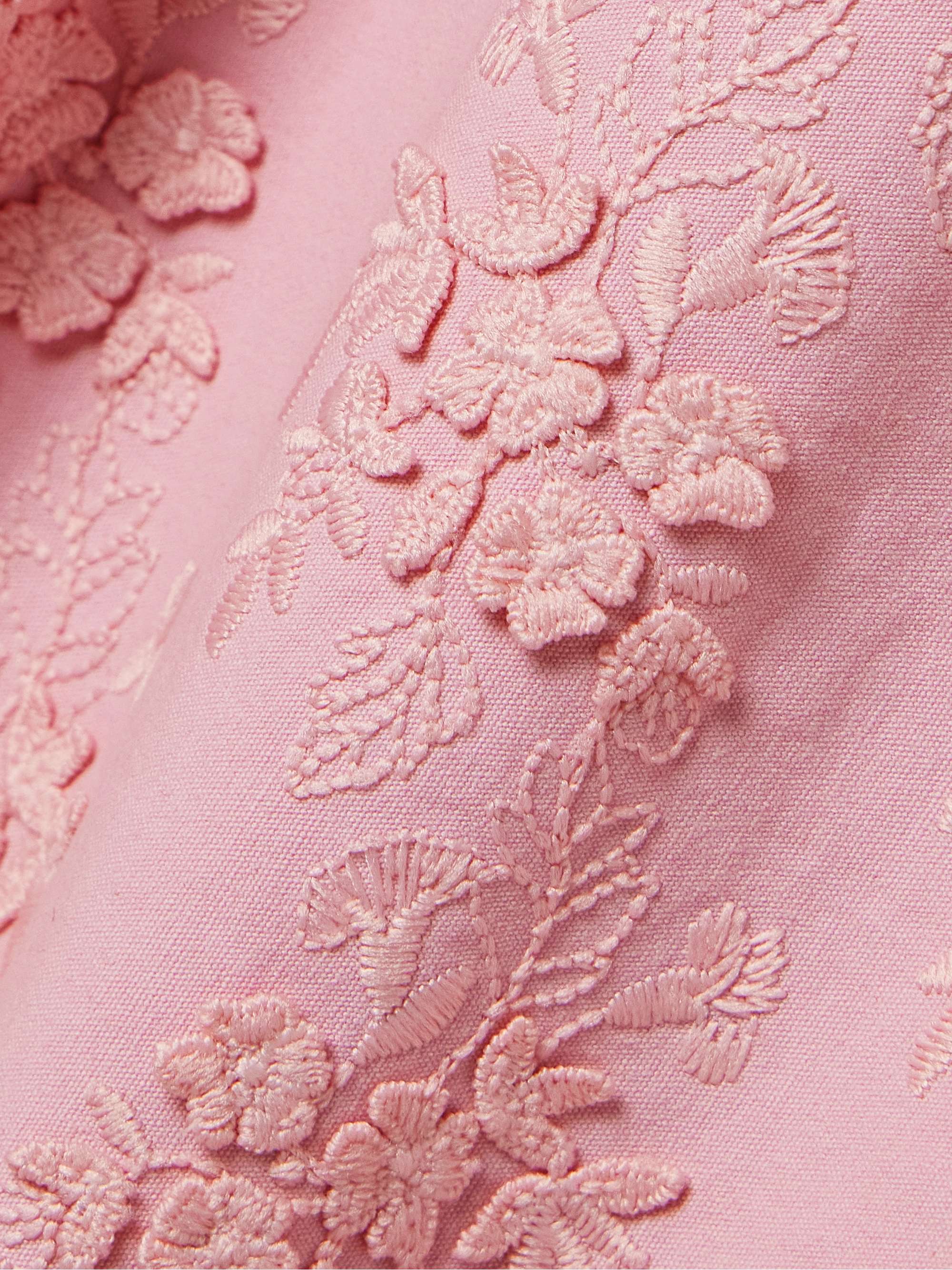 Embroidered appliquéd pleated canvas midi dress view