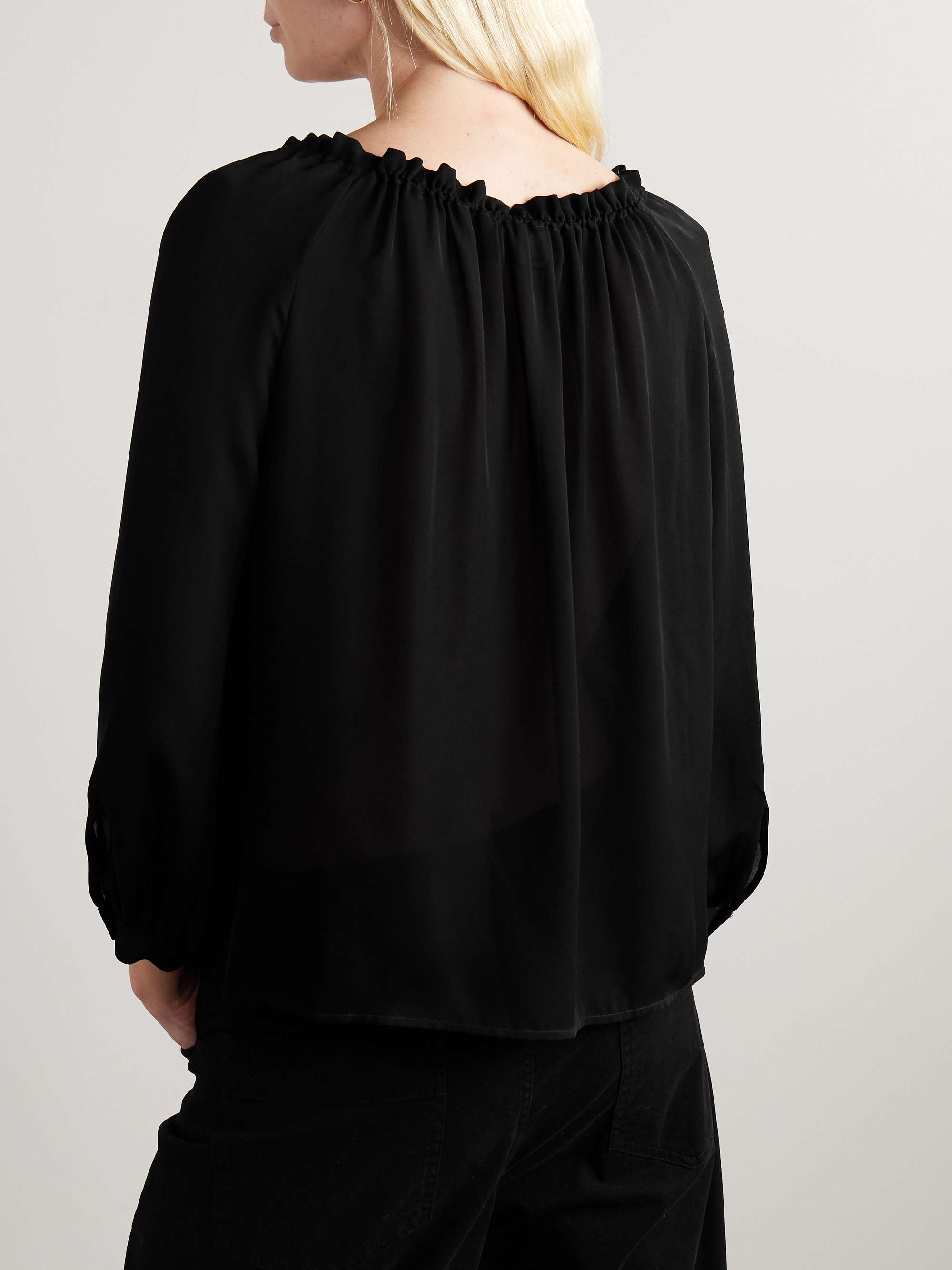 Carley gathered silk-chiffon blouse view
