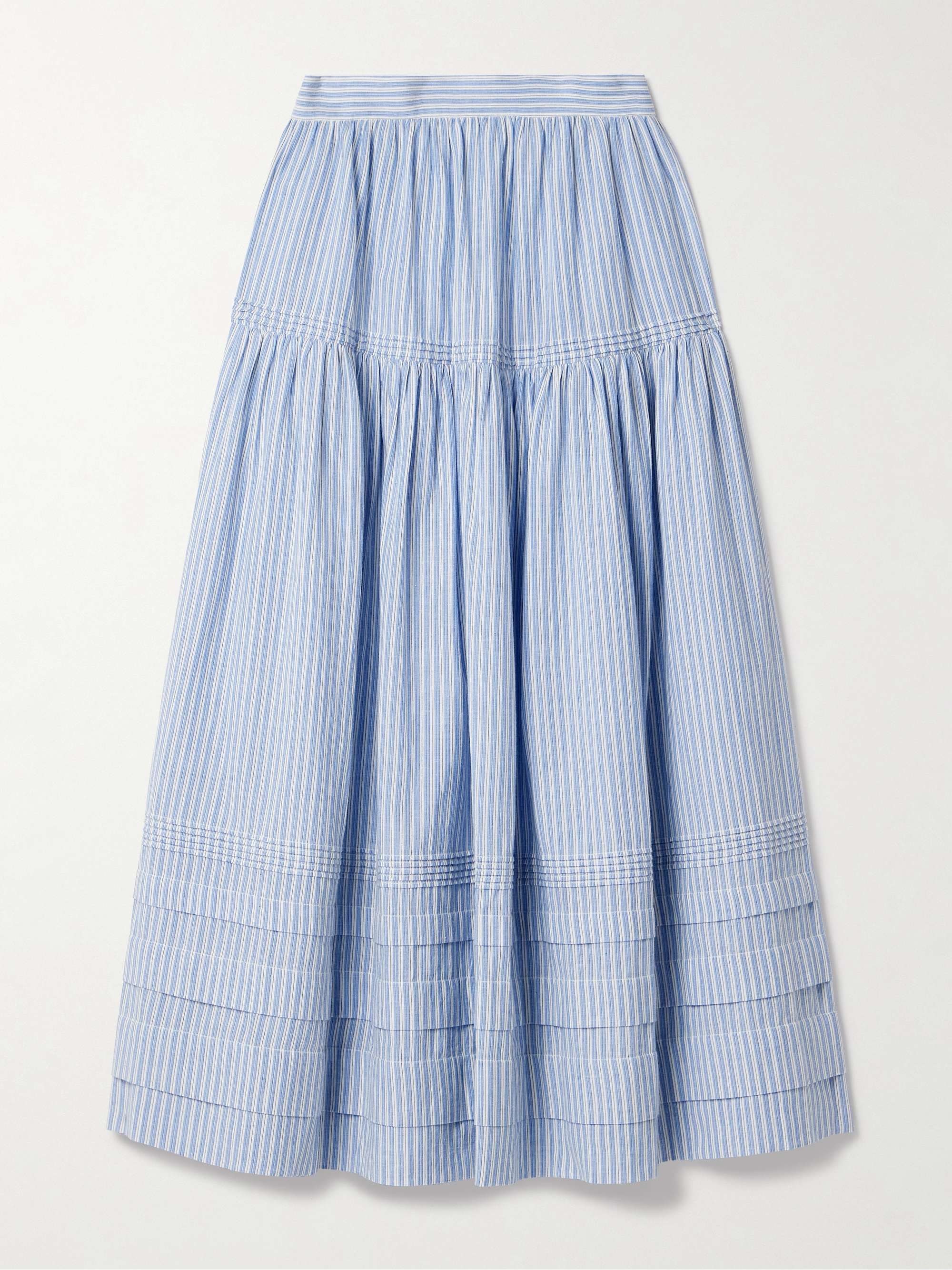 Sebastiane tiered striped organic cotton-voile midi skirt view