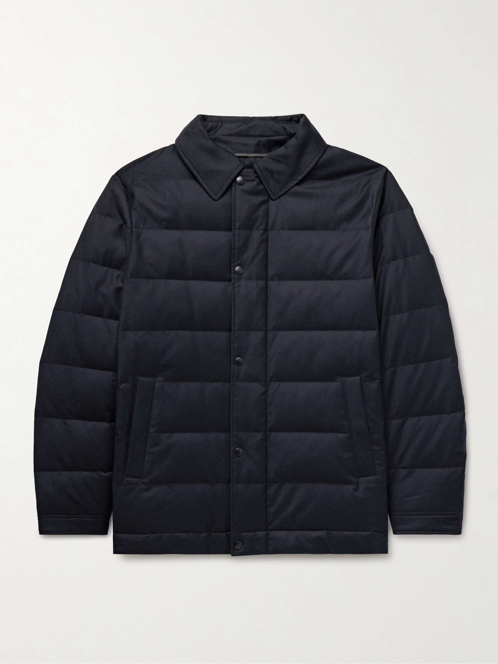 Quilted Green Storm System® Wool and Silk-Blend Twill Down Jacket view