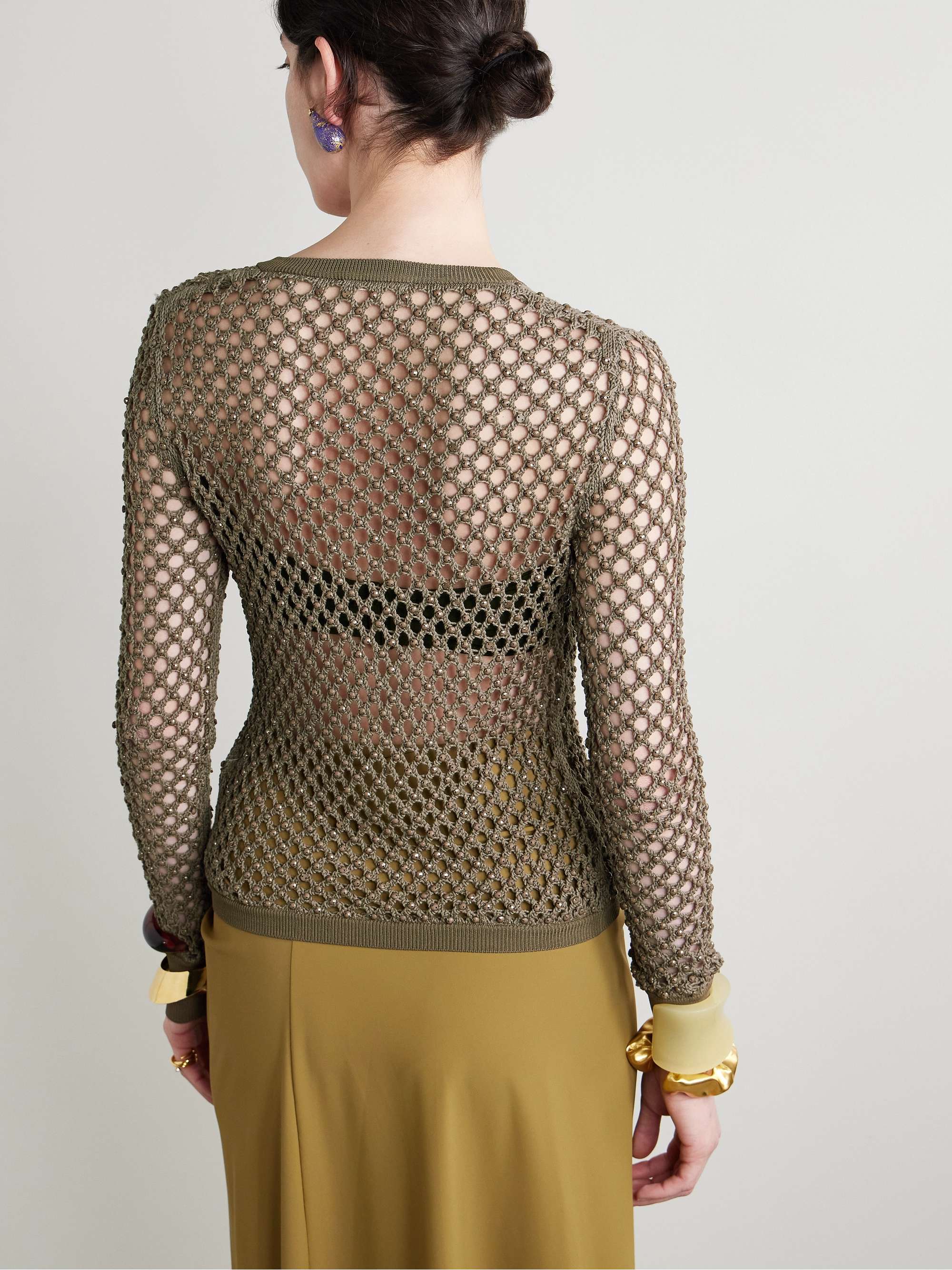 Zora bead-embellished crocheted cotton-blend cardigan view