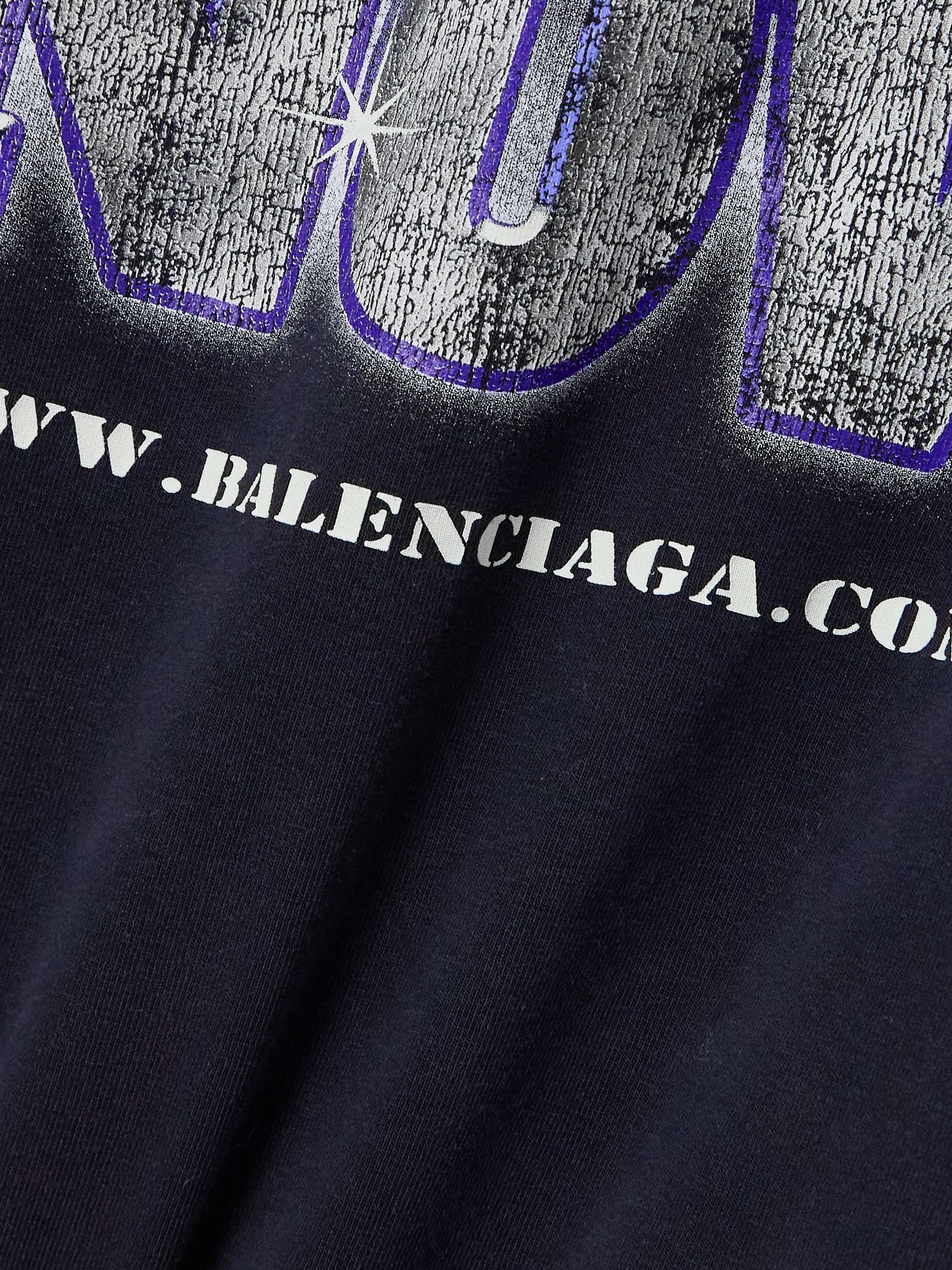 Distressed printed stretch-cotton jersey hooded T-shirt view