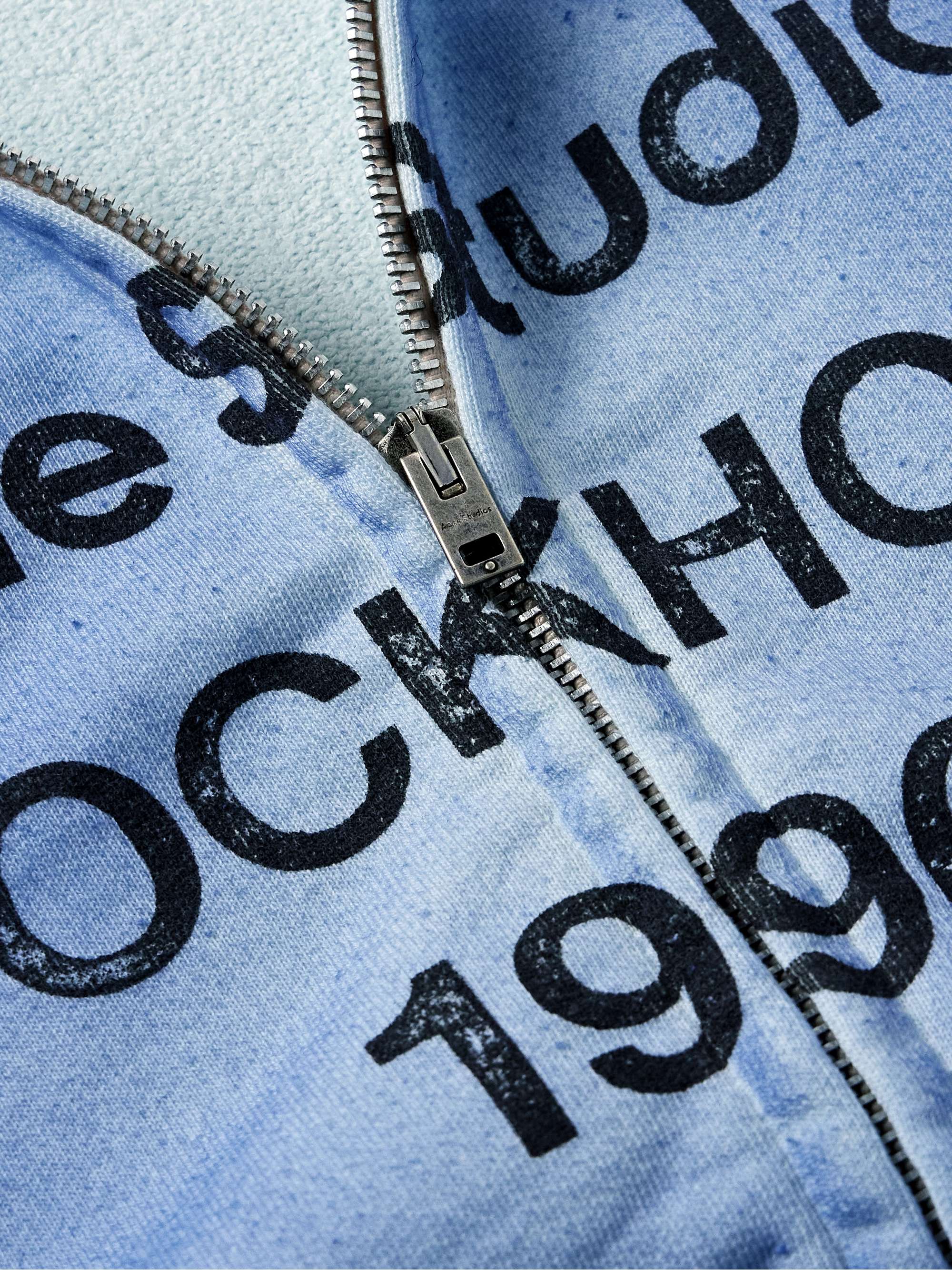 Fiah Garment-Dyed Logo-Print Cotton-Blend Jersey Zip-Up Sweatshirt view
