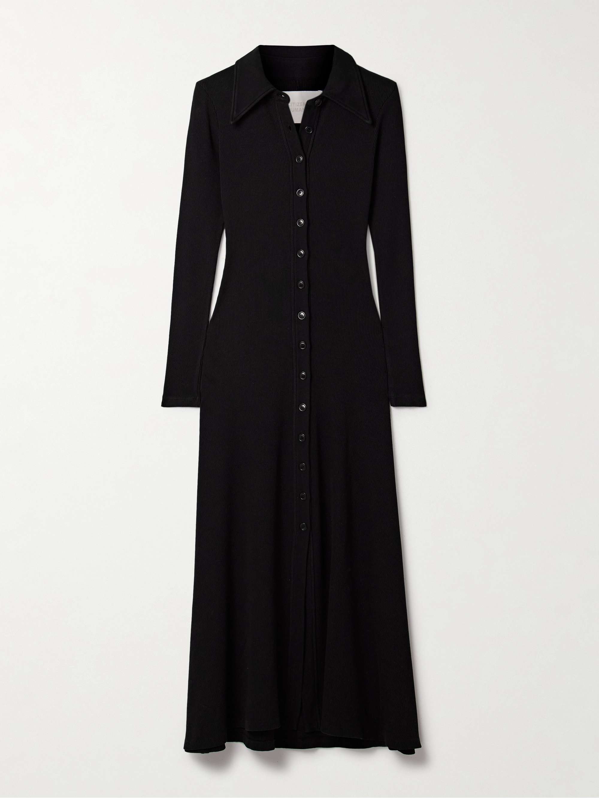 Gila ribbed stretch organic cotton and Lyocell-blend midi dress view