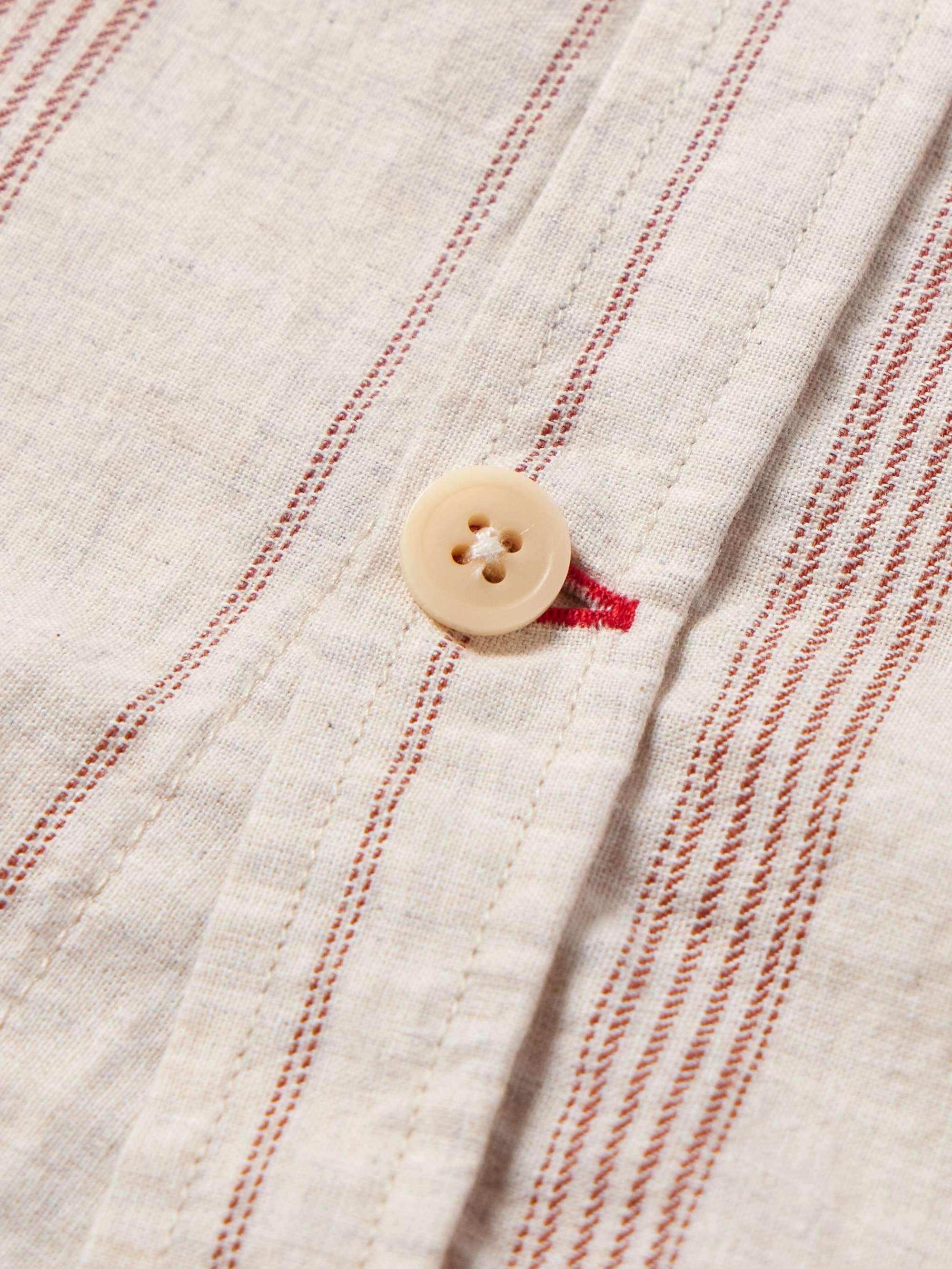 Grandad-Collar Striped Cotton Shirt view