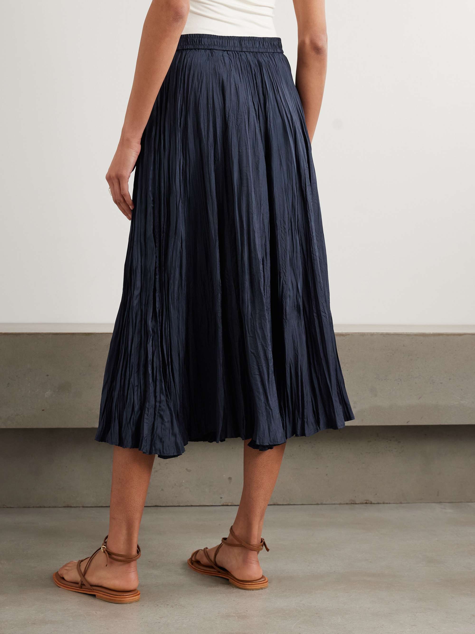 Sully crinkled silk-habotai midi skirt view