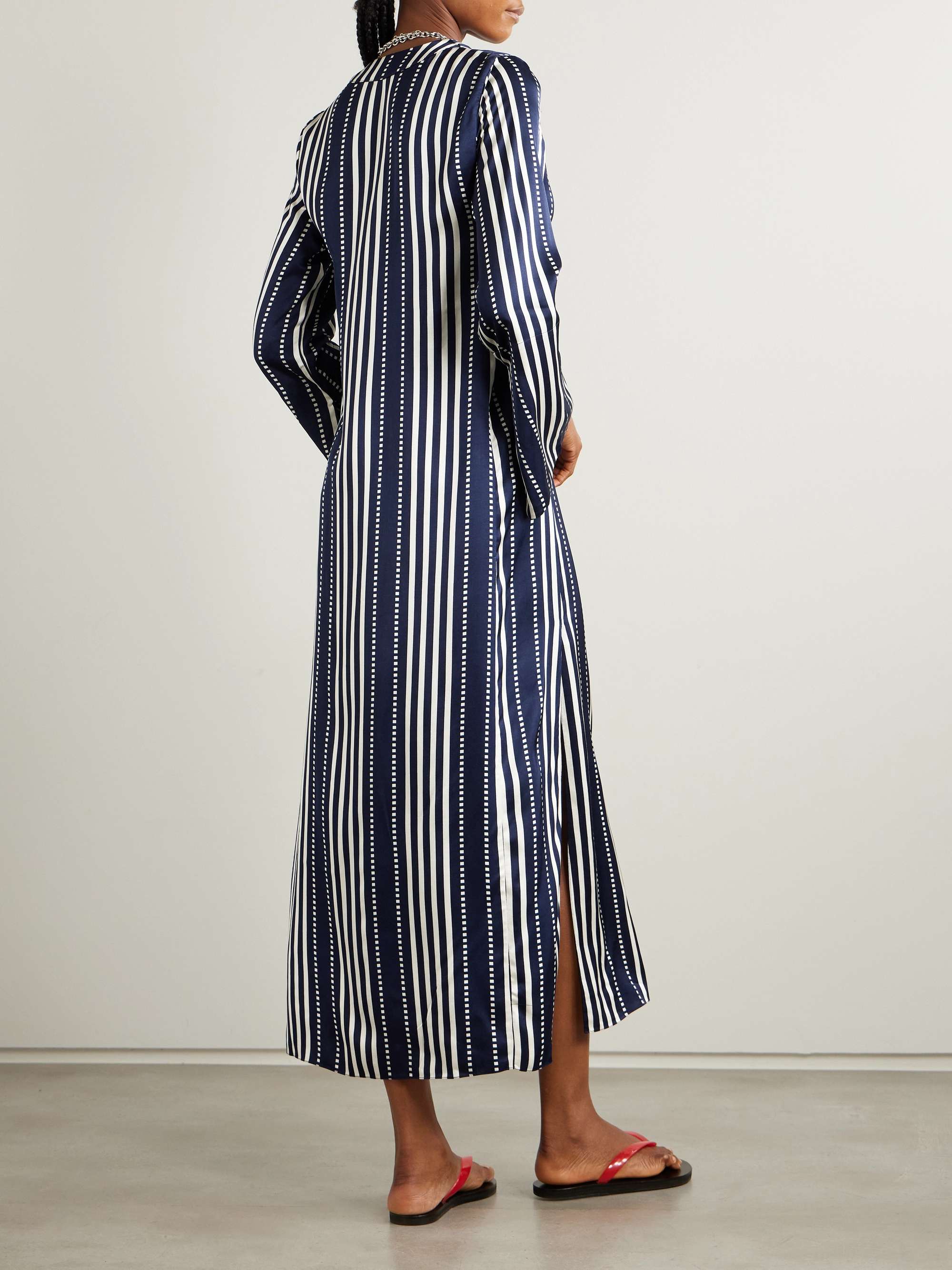 Theodora striped ECOVERO™-blend satin dress view