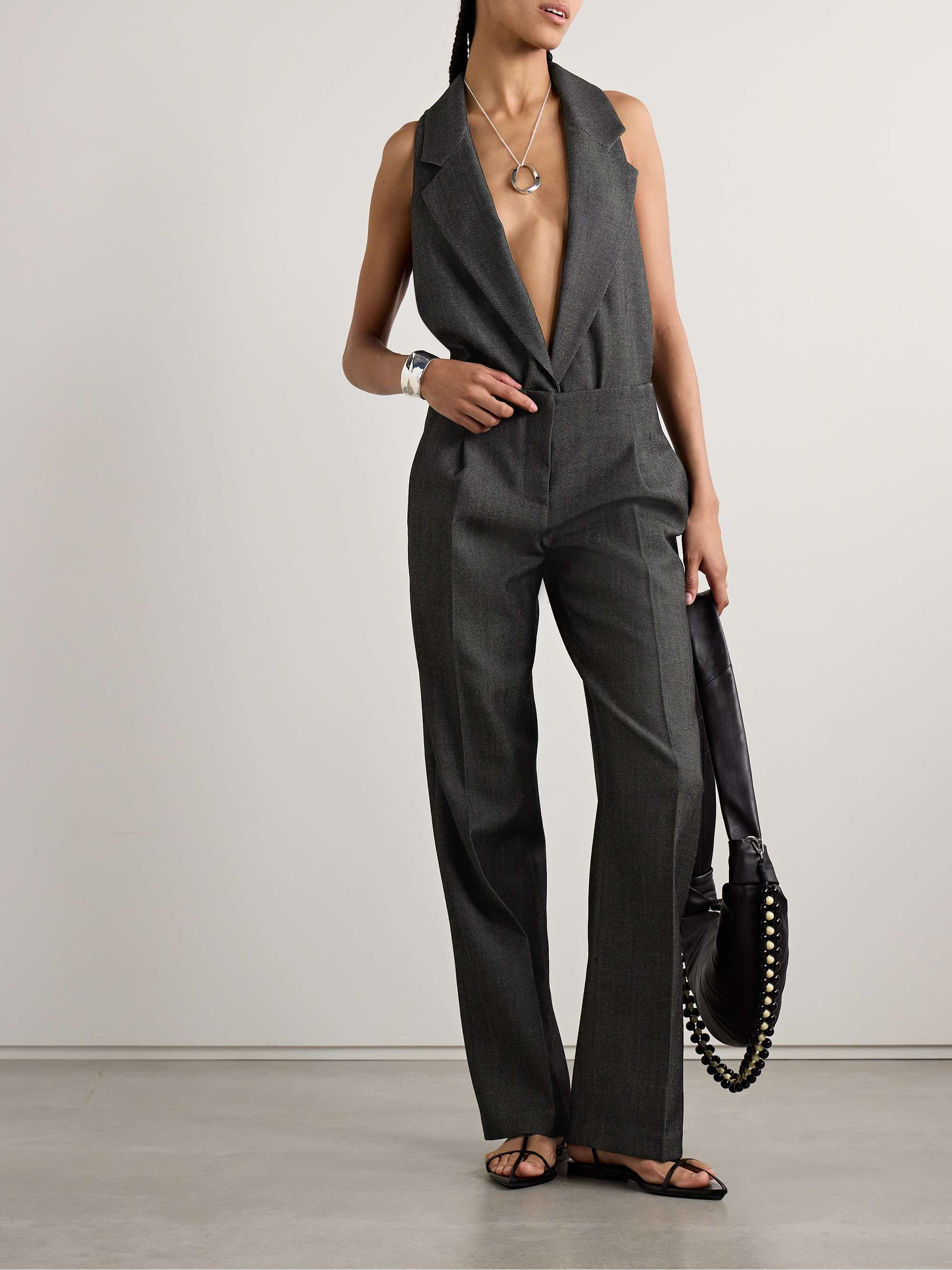 Facile wool-twill and stretch-jersey bodysuit view