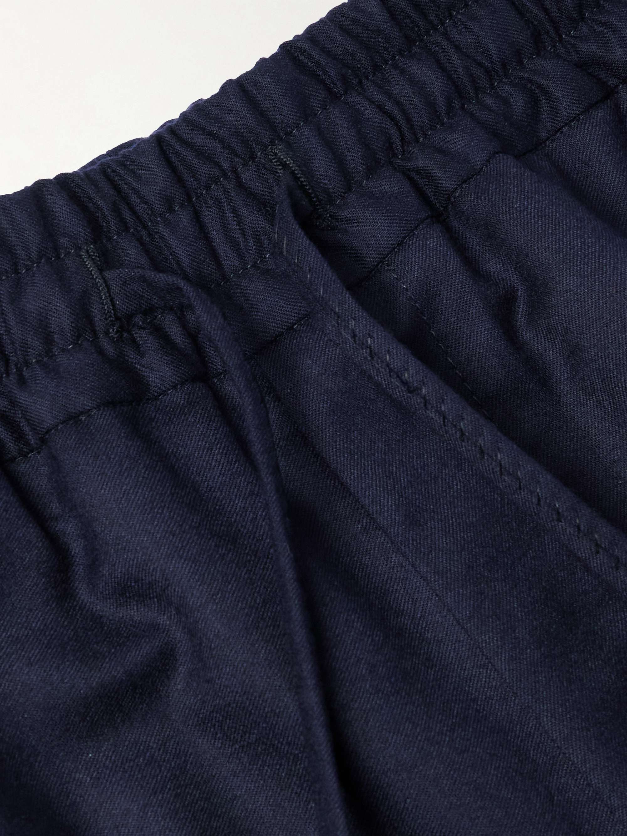 Tapered Wool-Flannel Drawstring Trousers view