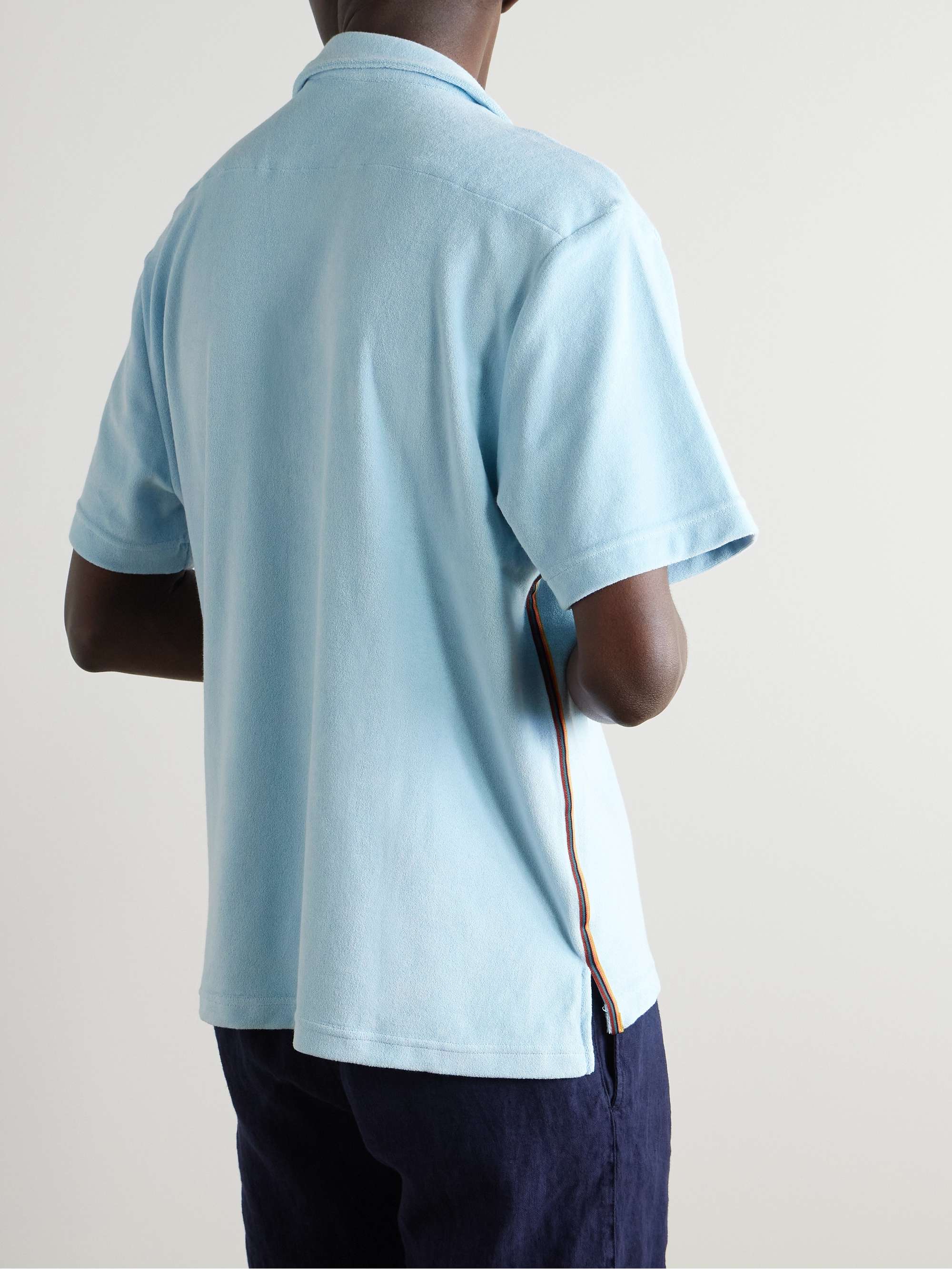 Webbing-Trimmed Cotton-Blend Terry Polo Shirt view